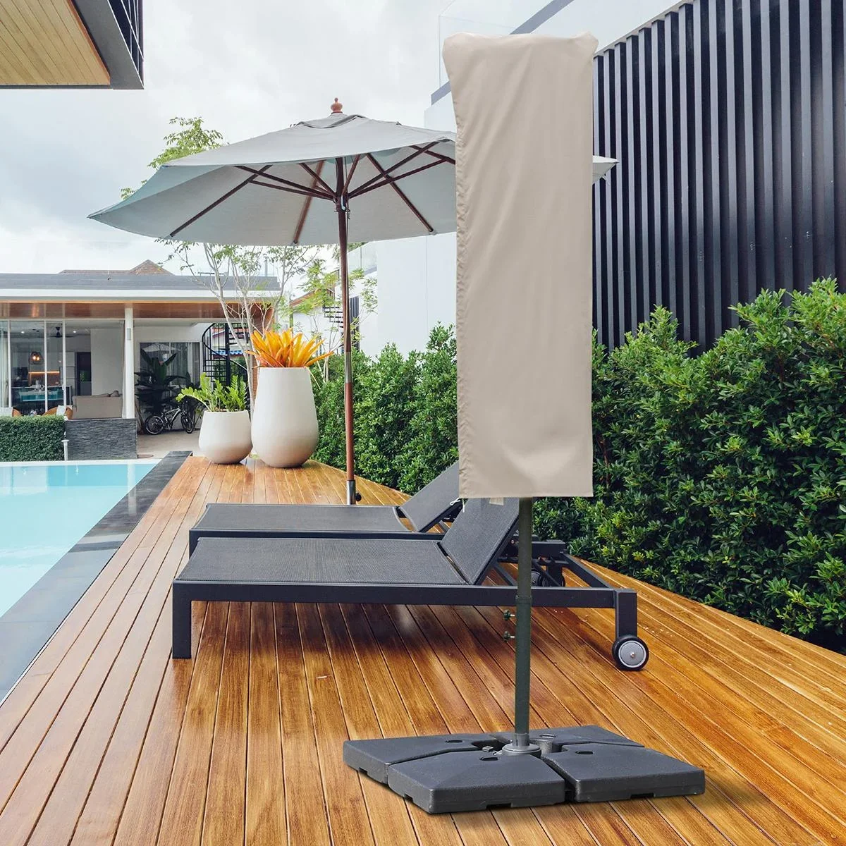 Sonnenschirm Schutzhülle wetterfest khaki - 8