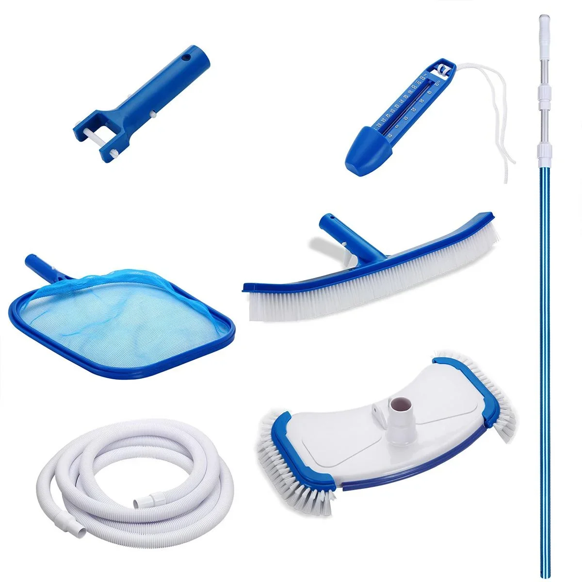 Poolreinigungsset 8-teilig inkl. Teleskopstiel, Wasserthermometer und vieles mehr - 0
