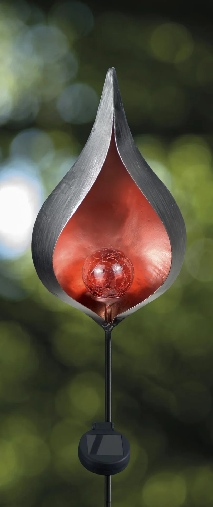 Metall Solar Leuchte mit Echtglaskugel - 1