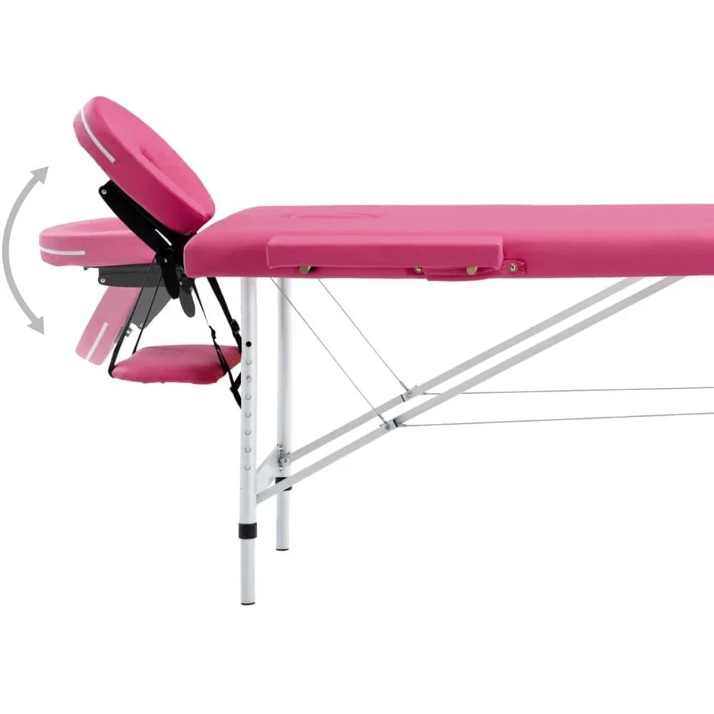 Klappbarer Massagetisch 2 Zonen Aluminium rosa - 0