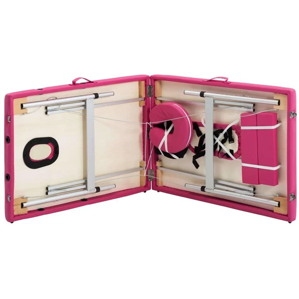 Klappbarer Massagetisch 2 Zonen Aluminium rosa - 1