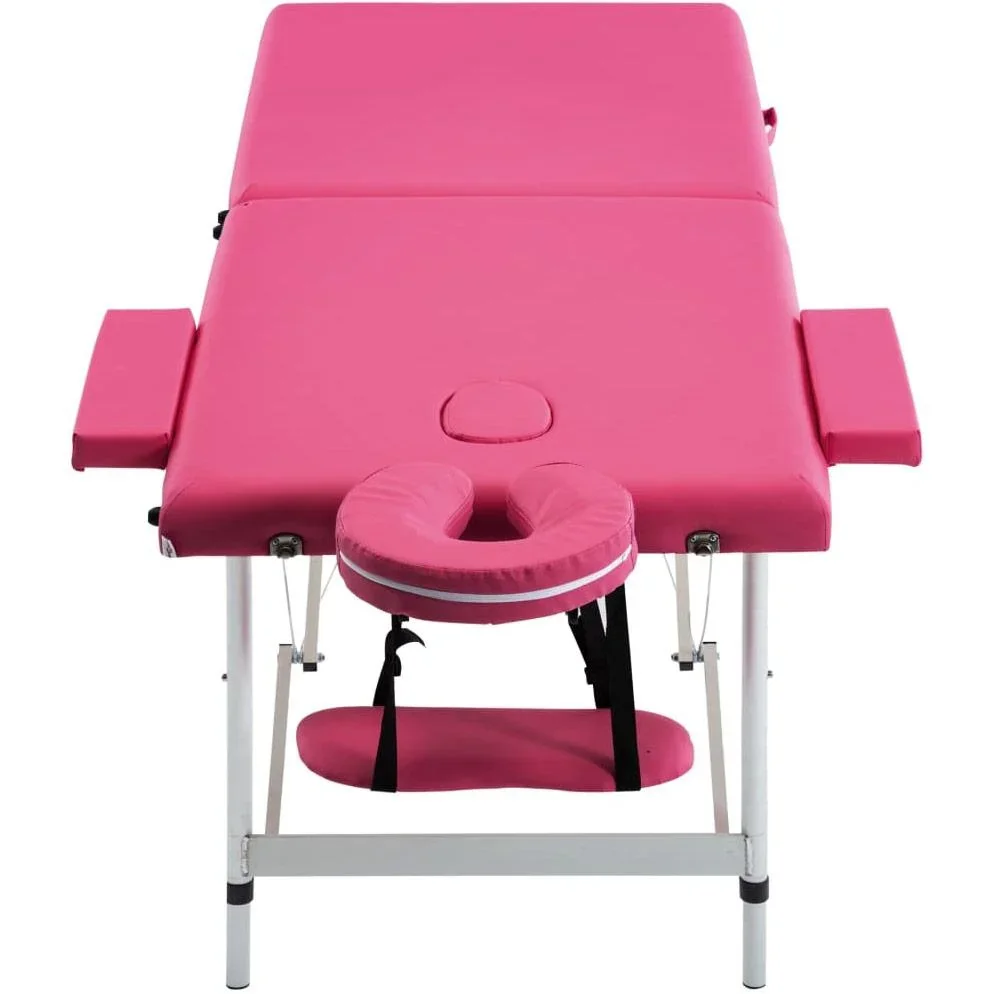 Klappbarer Massagetisch 2 Zonen Aluminium rosa - 5