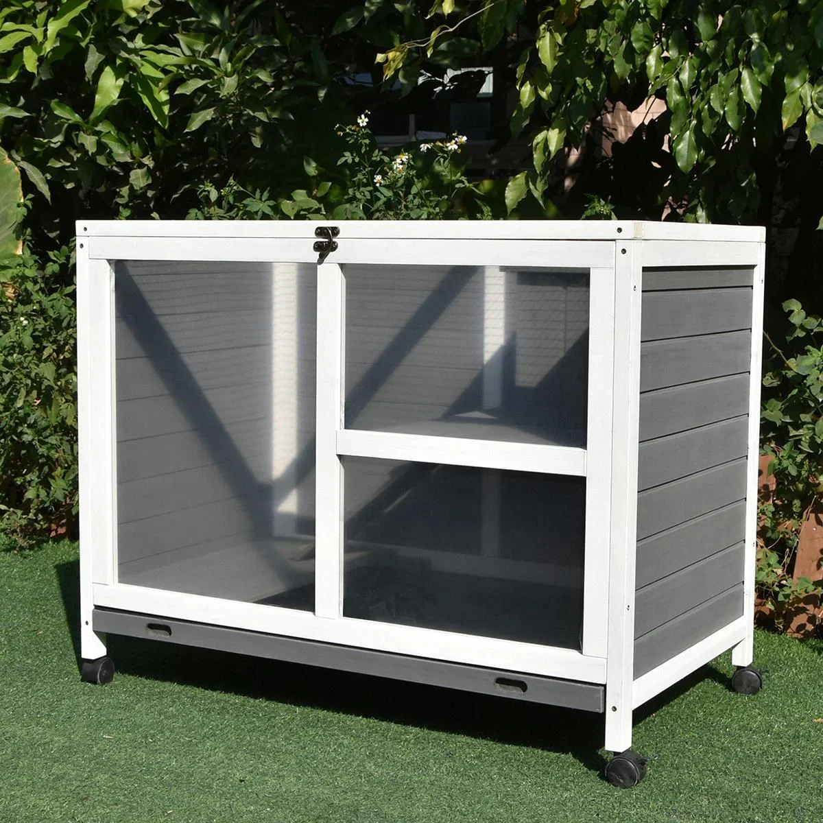 Kaninchenstall mit Rollen natur - 2