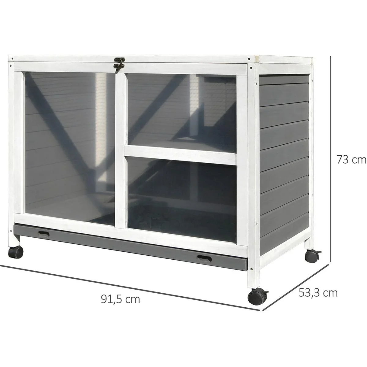 Kaninchenstall mit Rollen natur - 4