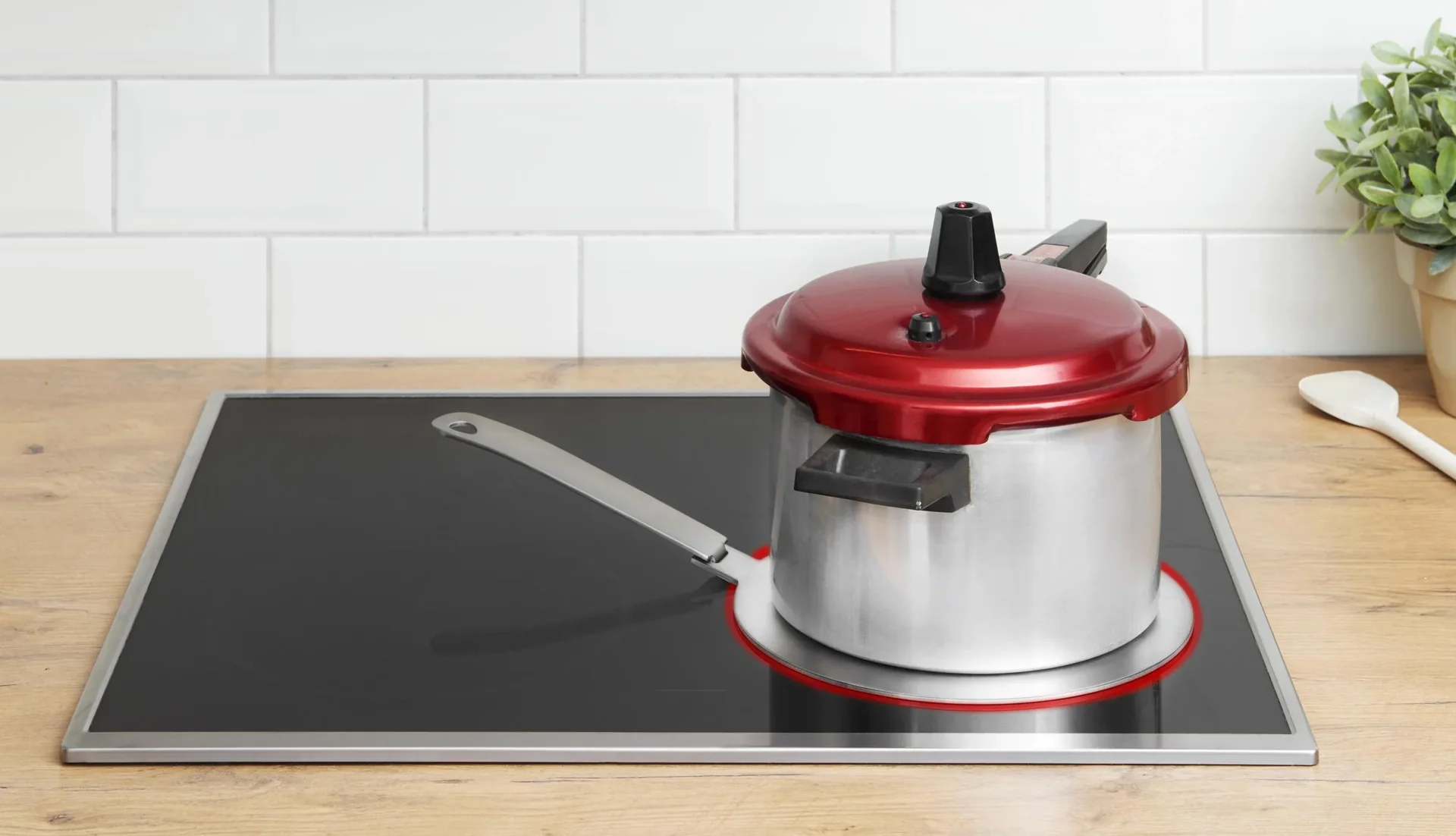 Induktion Adapterplatte Ø 24 cm Edelstahl mit abnehmbarem Griff - 1