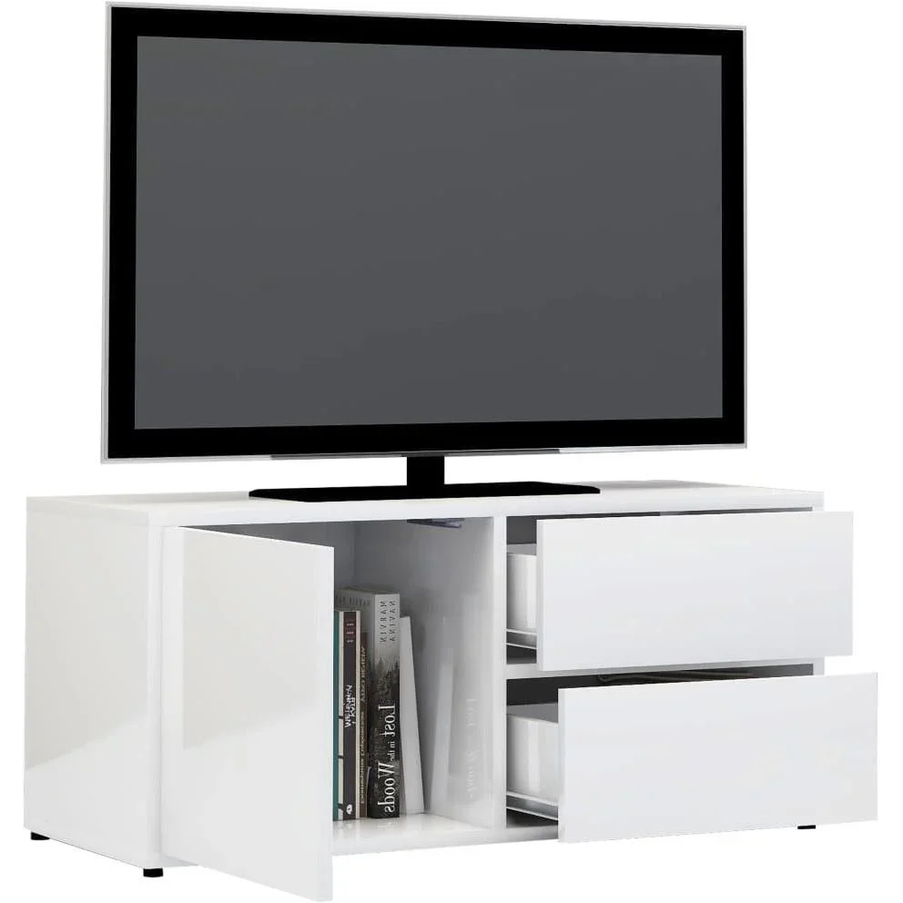 TV-Schrank 80x34x36 cm Hochglanz weiß Spanplatte - 3