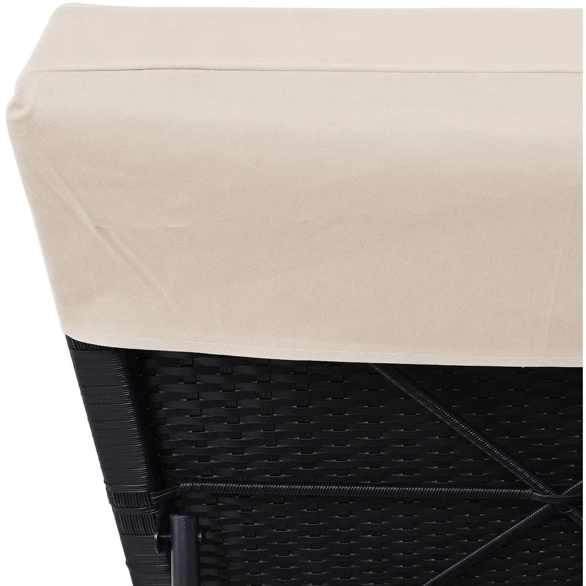 Liege aus Polyrattan schwarz/cremeweiß 195 x 60 x 33cm - 5