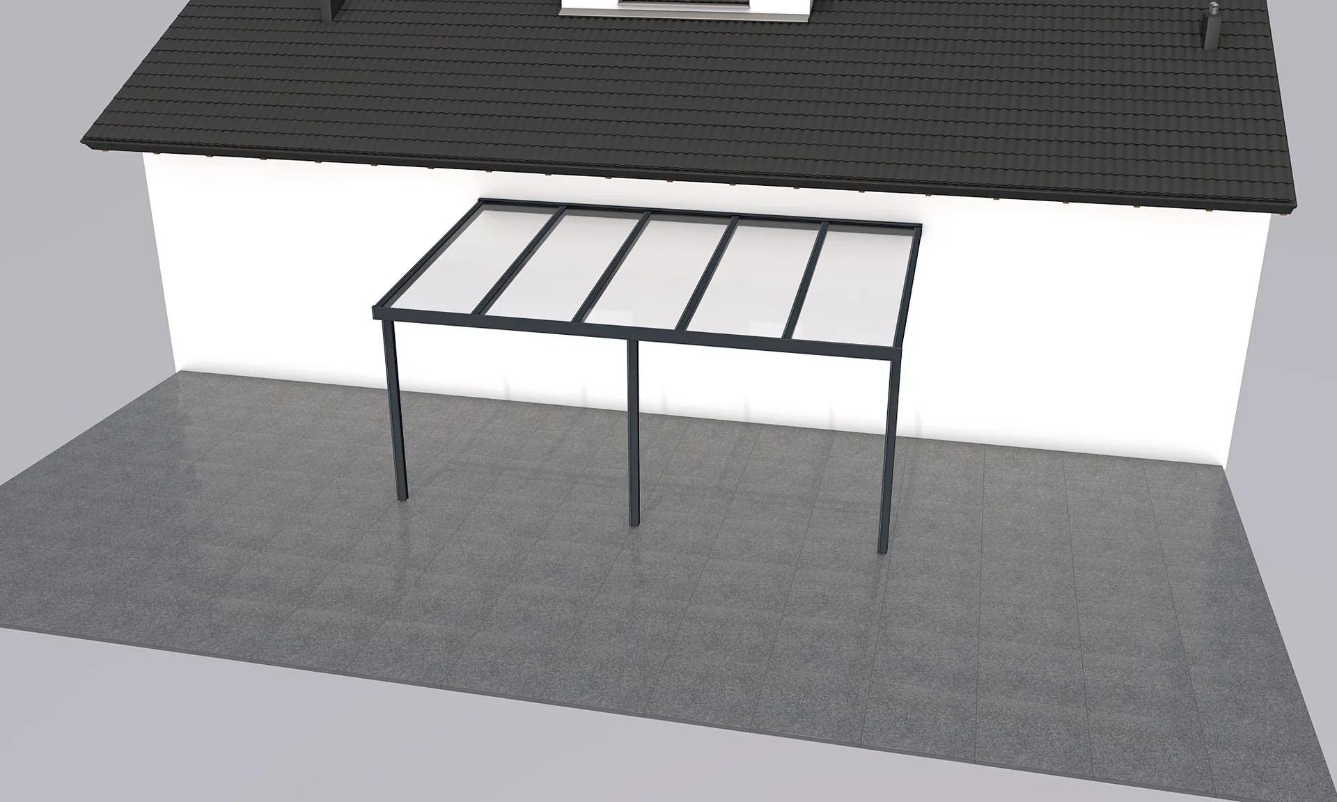 Terrassendach Premium, anthrazit, 5100 x 3060 mm - 10mm Verbundsicherheitsglas (VSG) - 0
