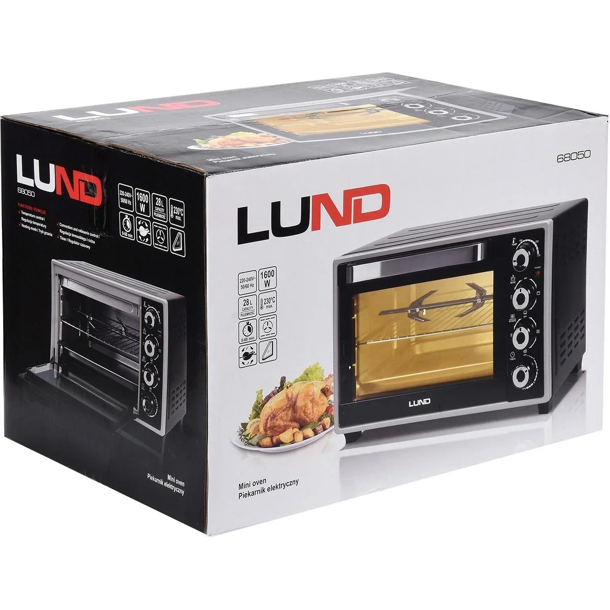 Elektro-Minibackofen - freistehend - 1600W - 230 °C - Heißluft - 2