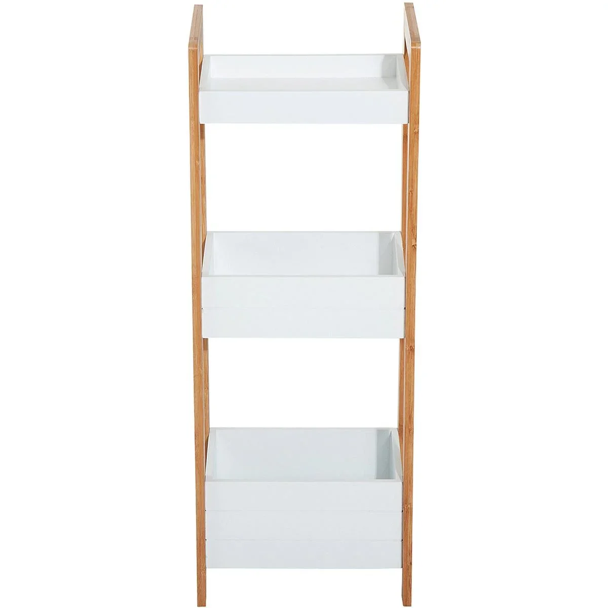 Badregal mit 3 Staufächer weiß/natur - 0