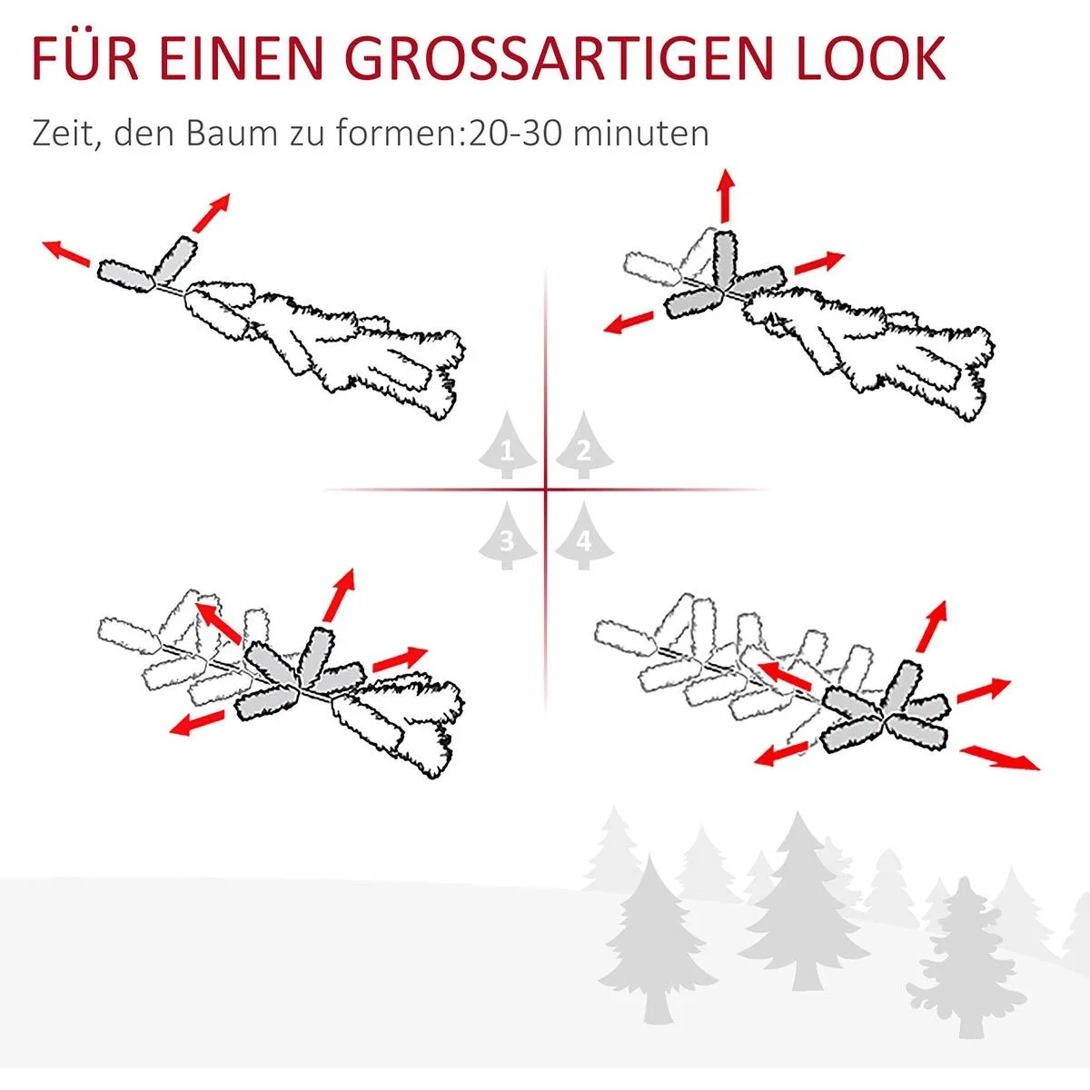 künstlicher Weihnachtsbaum 180 cm mit 250 LED-Leuchten 628 Astspitzen Christbaum Tannenbaum PVC Metall Grün Ø63 x 180 cm - 2