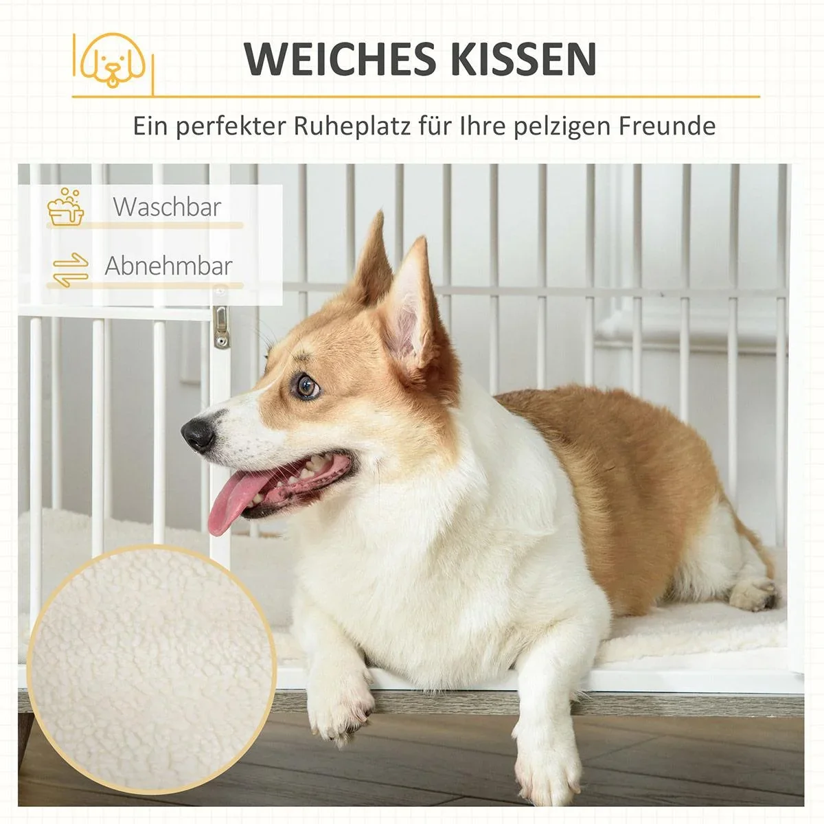 Hundekäfig aus Holz mit Kissen Tis - 0