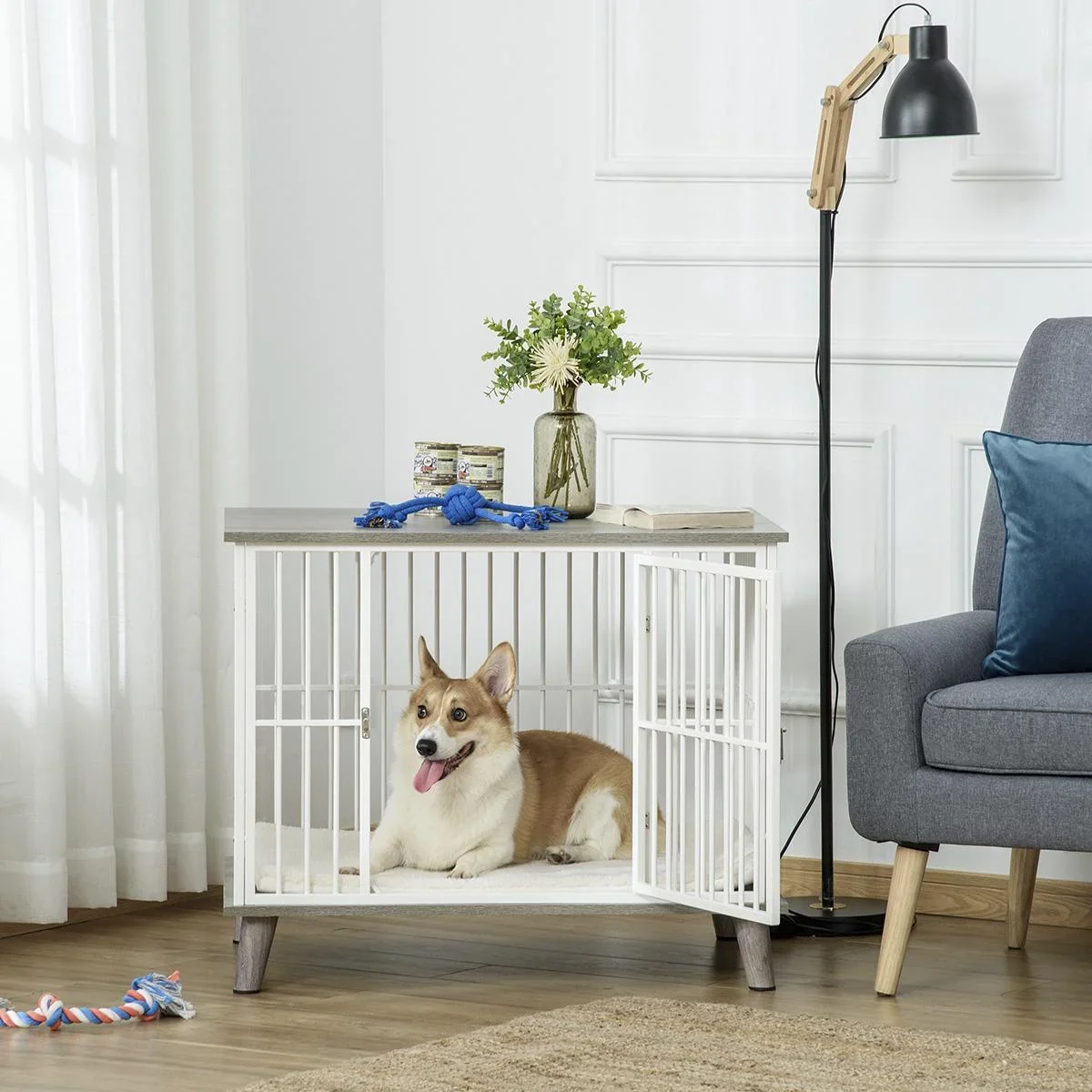 Hundekäfig aus Holz mit Kissen Tis - 2
