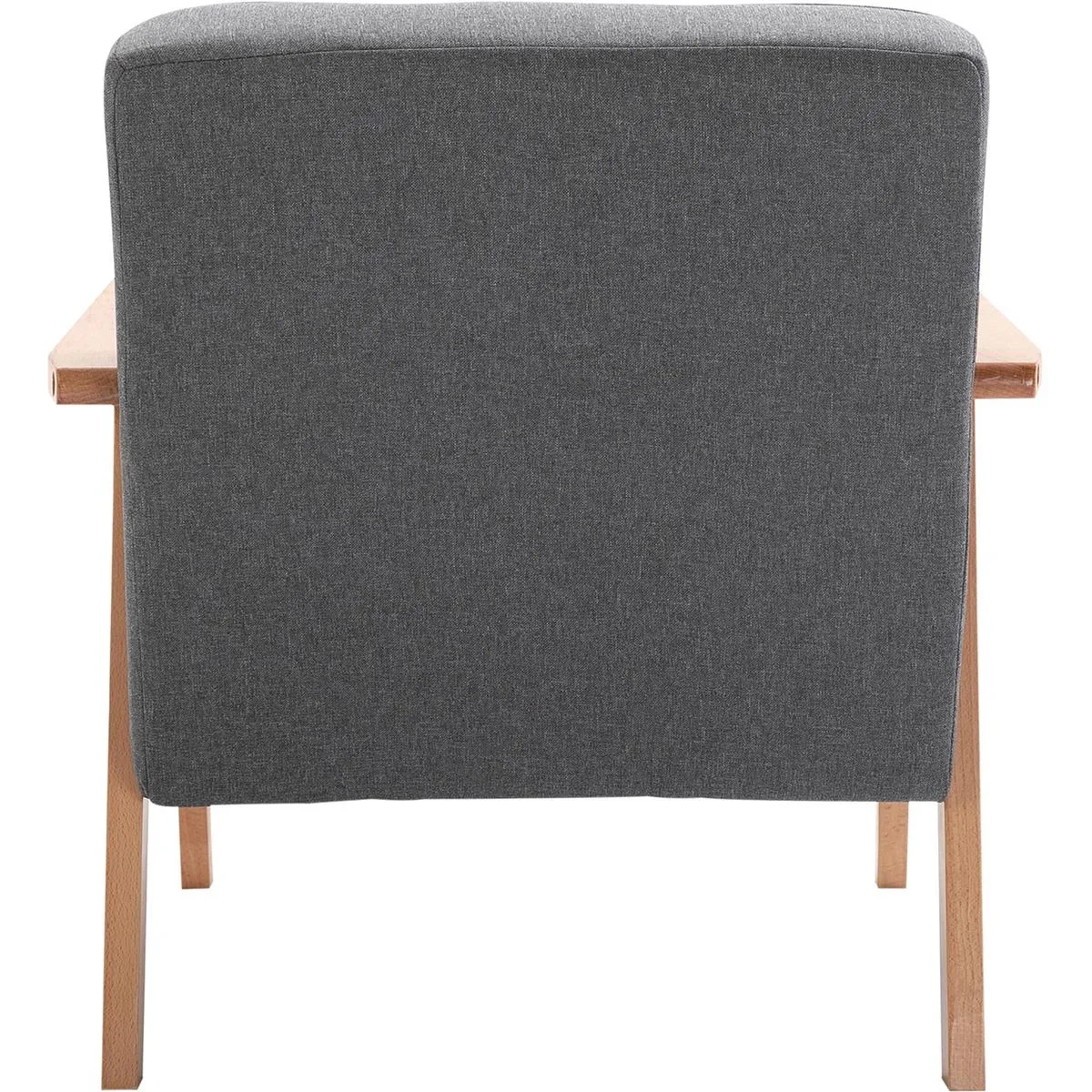Polsterstuhl mit Armlehnen grau/natur - 0