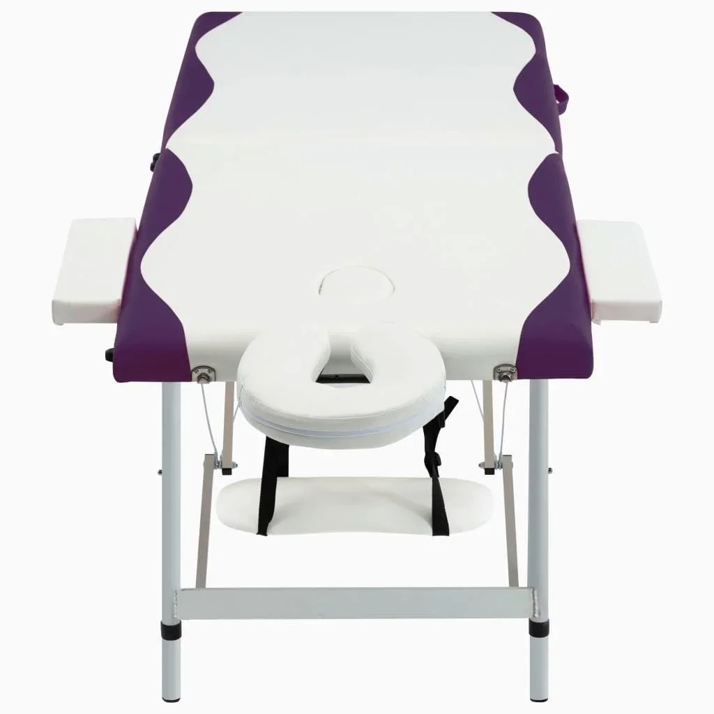 Klappbare Massageliege mit 2 Zonen Aluminium weiß und lila - 5
