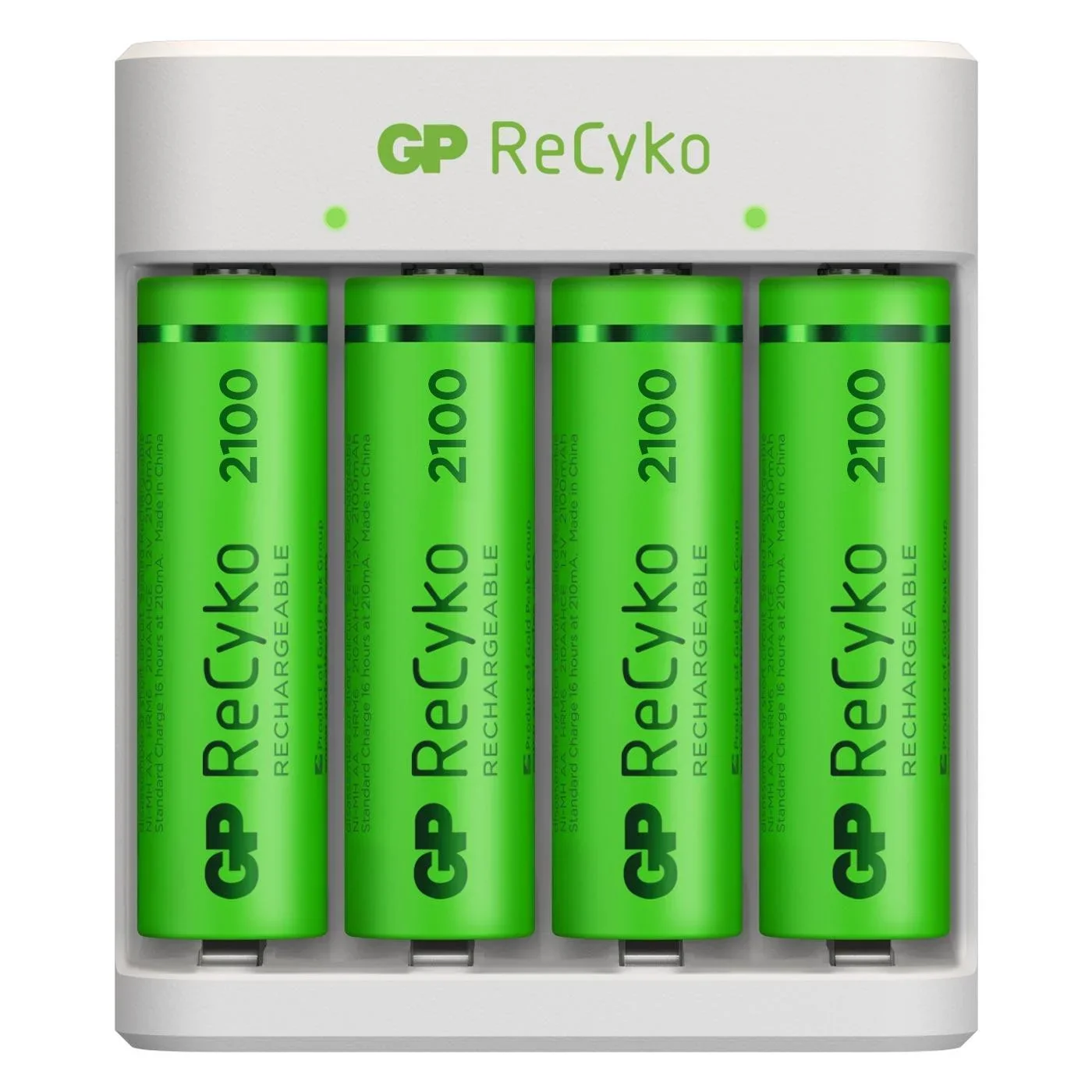 USB Ladegerät für 4 AA / AAA NiMH Akkus inklusive 4 Stück ReCyko Mignon (AA) NiMH Akkus mit 2100 mAh - 4