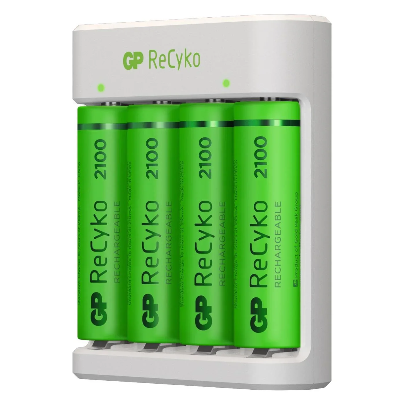 USB Ladegerät für 4 AA / AAA NiMH Akkus inklusive 4 Stück ReCyko Mignon (AA) NiMH Akkus mit 2100 mAh - 5