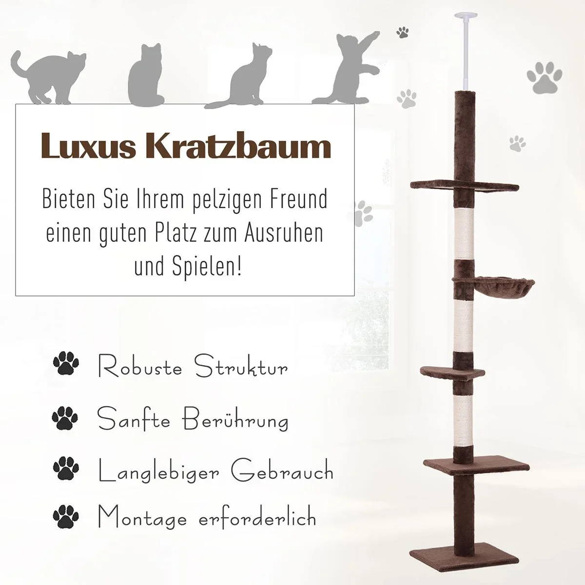Kratzbaum höhenverstellbar beige - 0