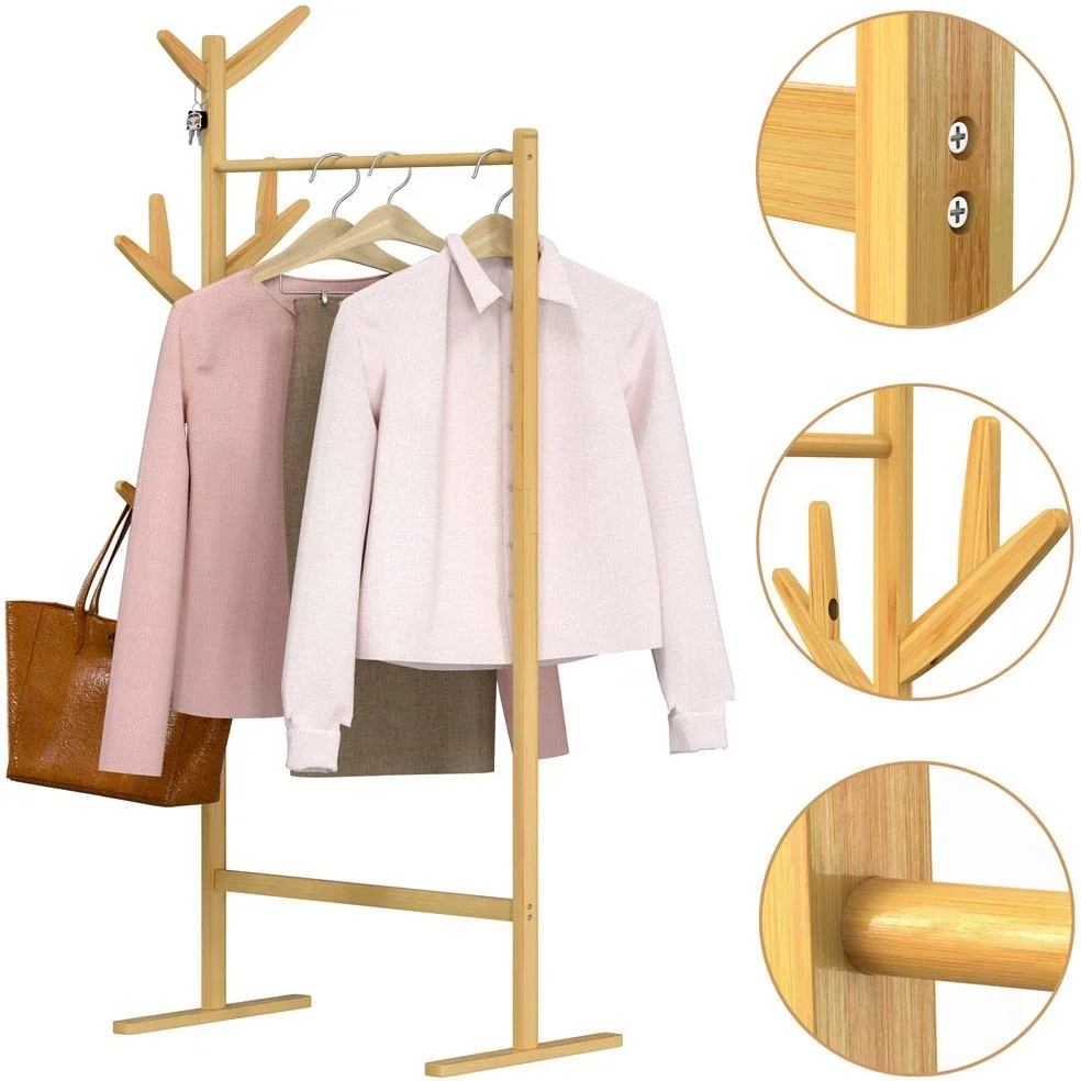 Kleiderbügel aus Bambus mit 8 Haken - 0