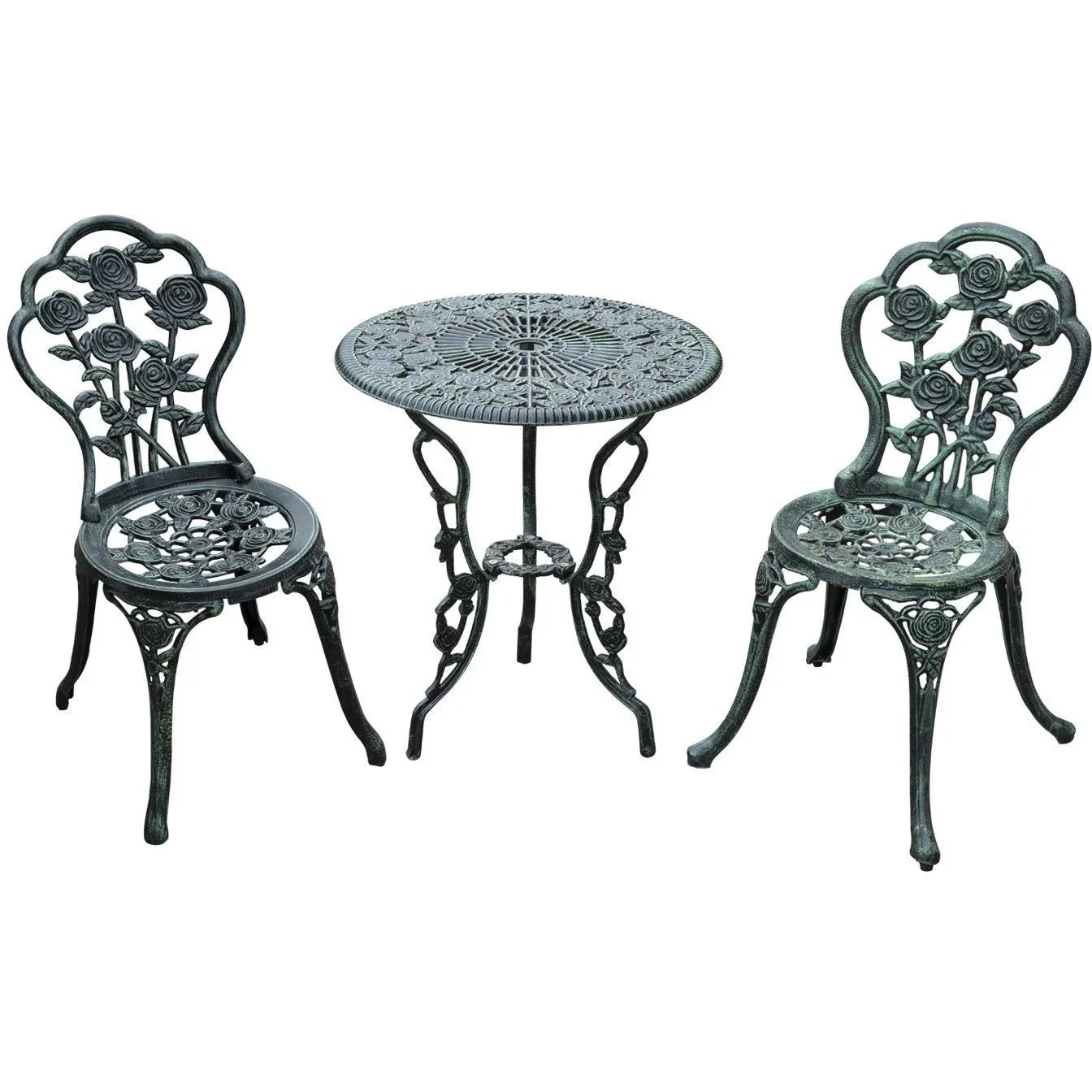 Bistroset Balkon 3-tlg. Gussaluminium Antik Grün - 0