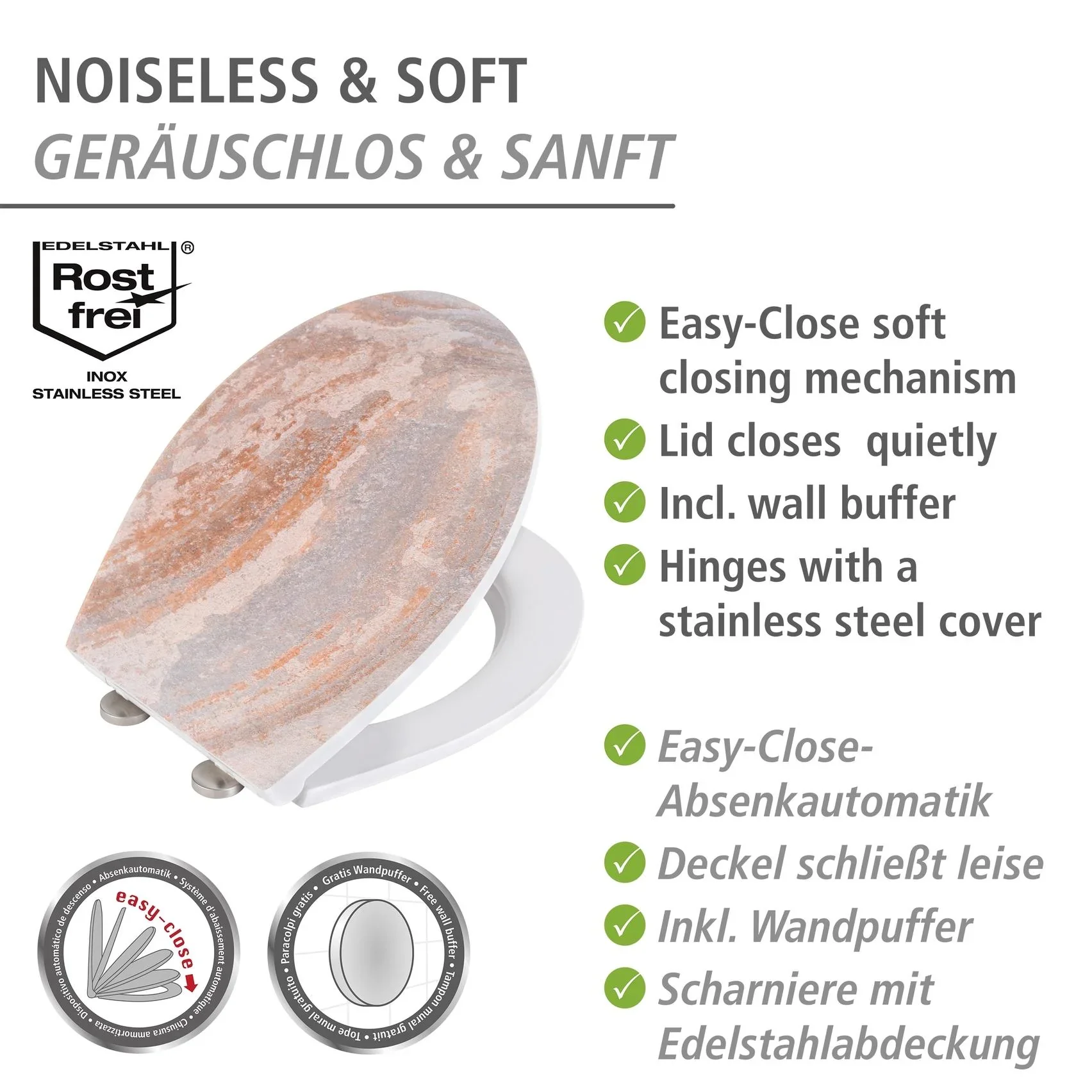 Premium WC-Sitz Canyon mit Relief, aus antibakteriellem Duroplast, mit Absenkautomatik - 3