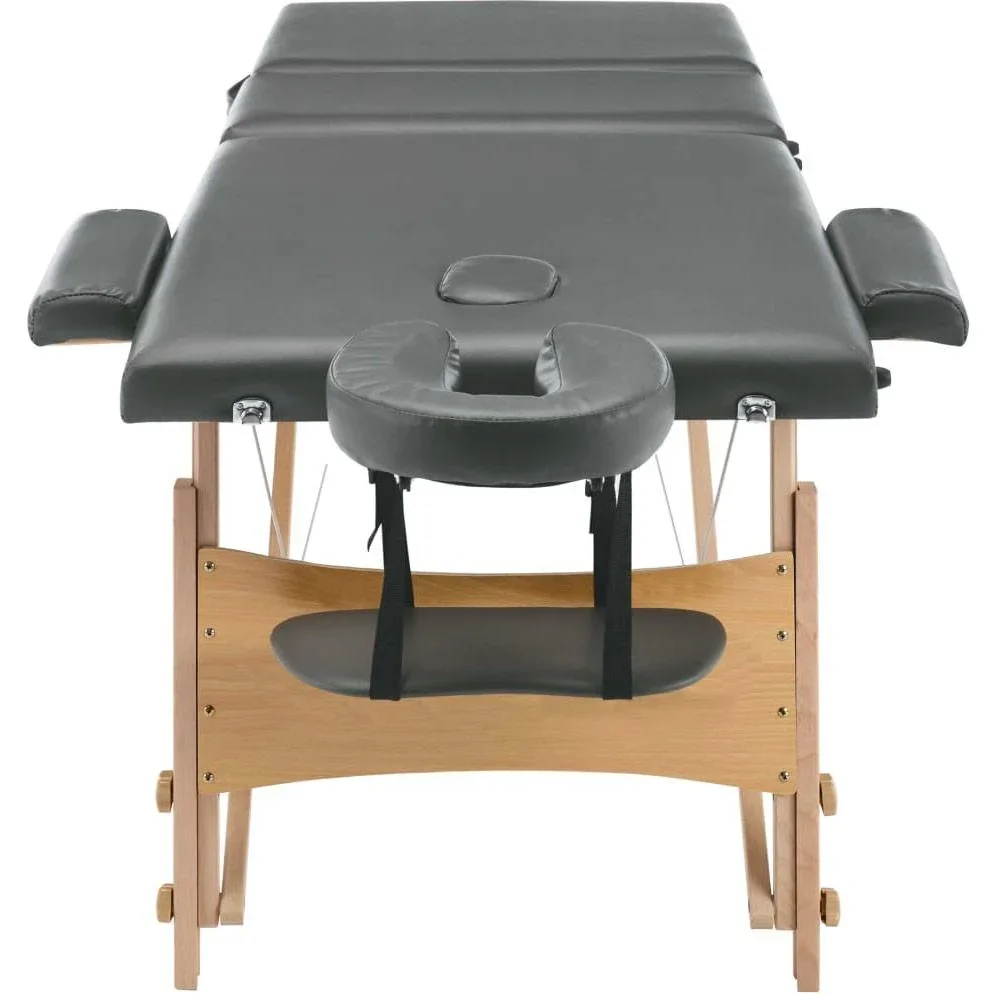Massageliege 3 Zonen 186x68 cm Holzrahmen anthrazit - 0