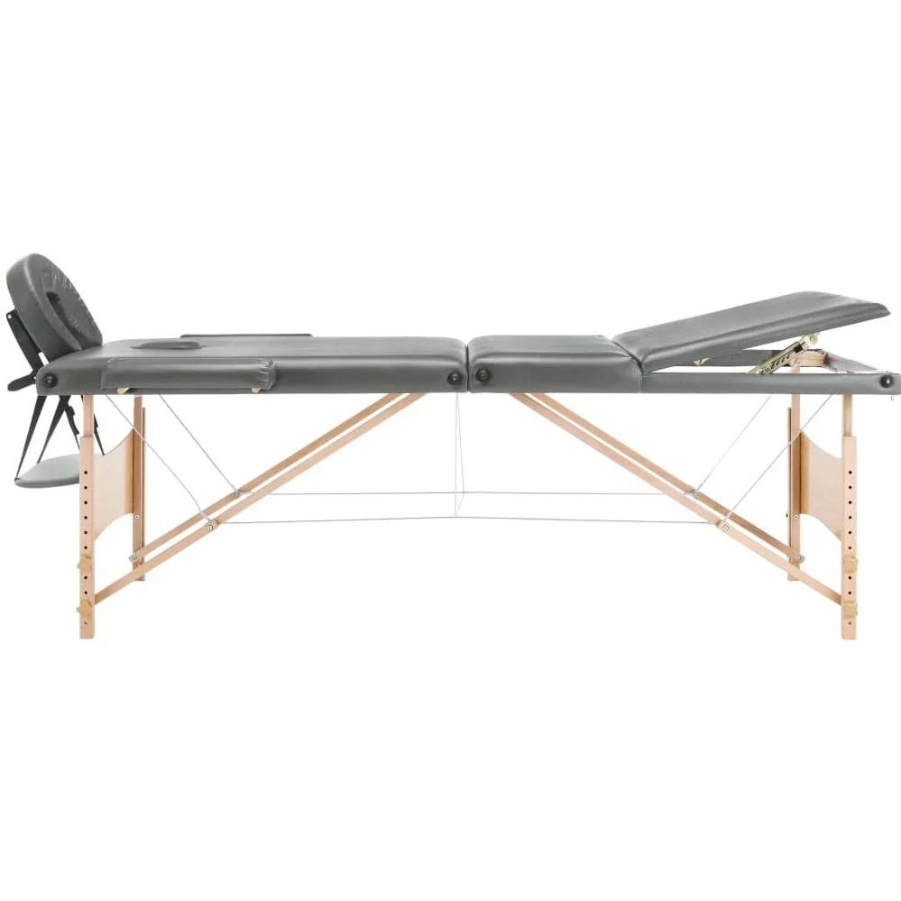 Massageliege 3 Zonen 186x68 cm Holzrahmen anthrazit - 1