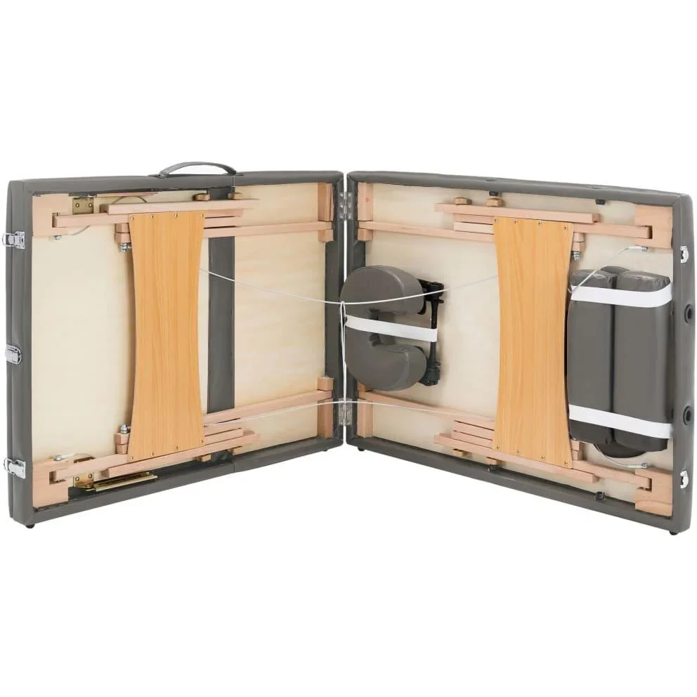 Massageliege 3 Zonen 186x68 cm Holzrahmen anthrazit - 2