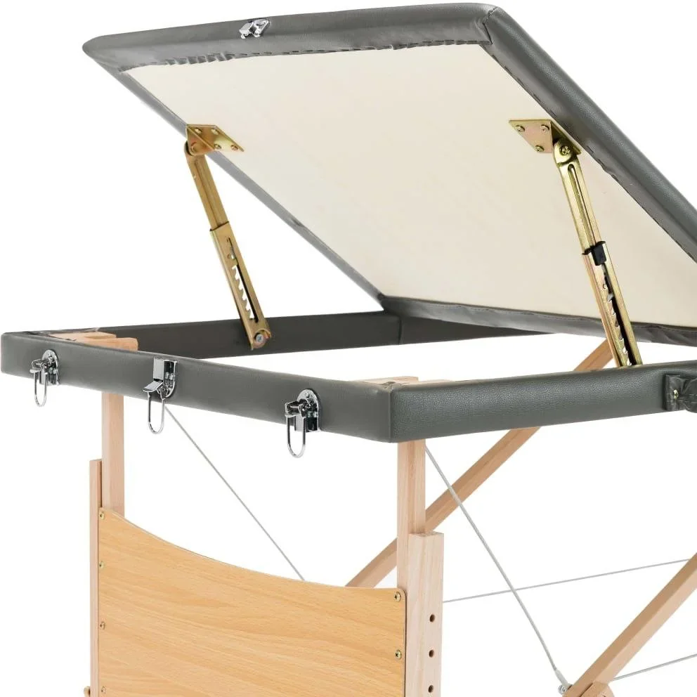 Massageliege 3 Zonen 186x68 cm Holzrahmen anthrazit - 3