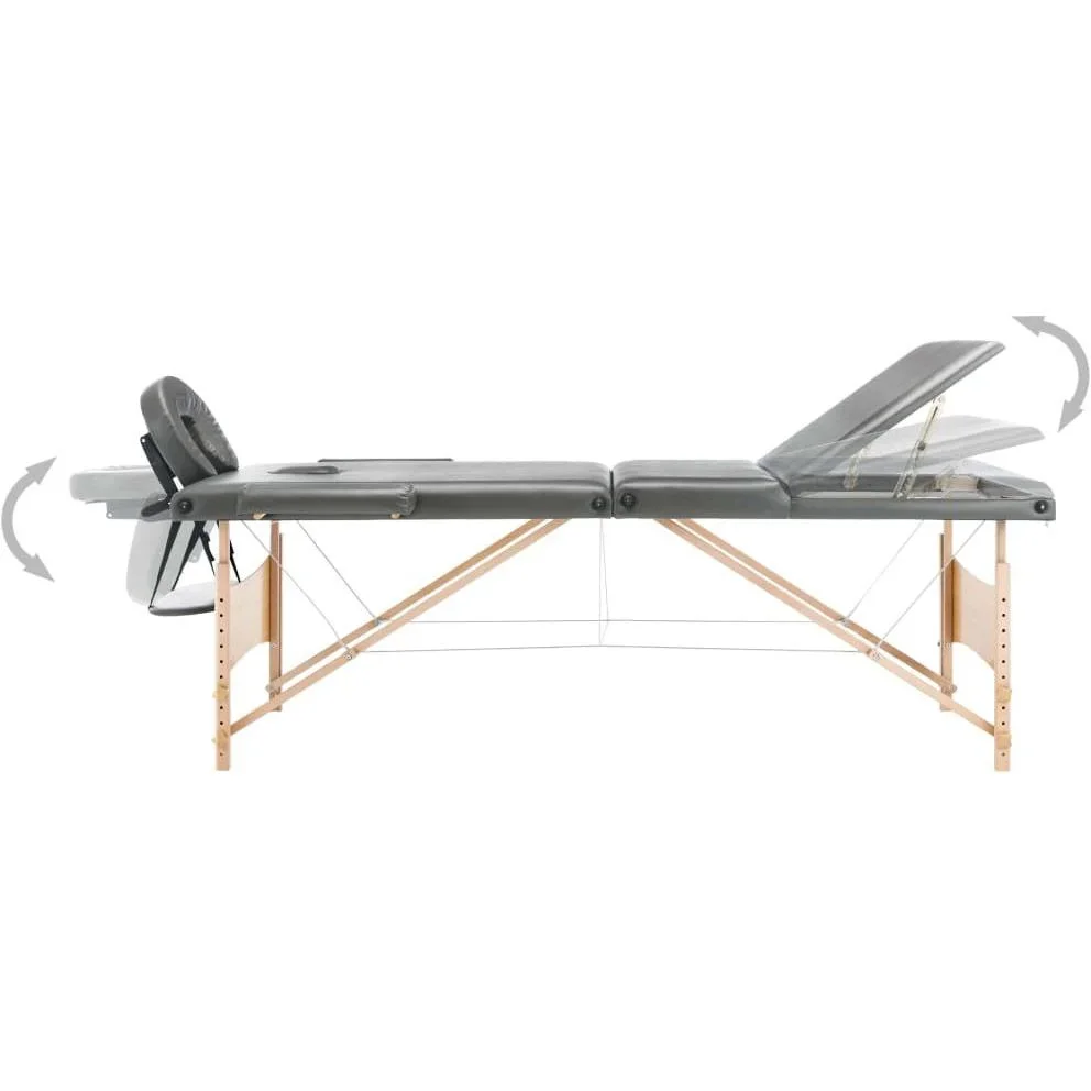 Massageliege 3 Zonen 186x68 cm Holzrahmen anthrazit - 6
