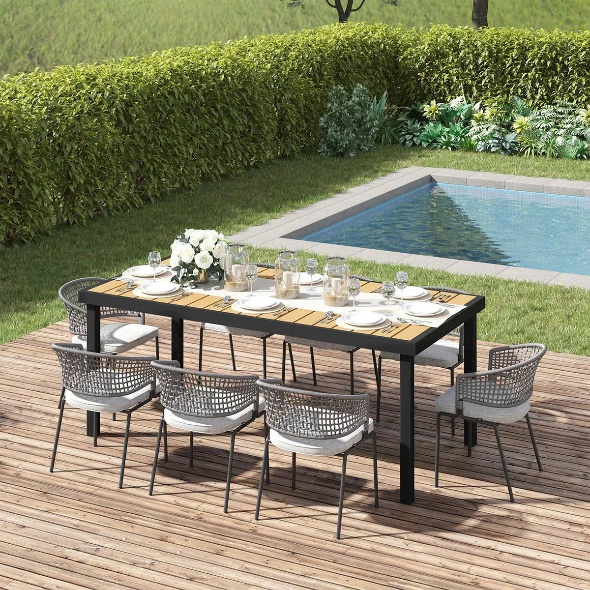Gartentisch für 8 Personen Aluminium 190cm x 90 cm x 74 cm - 0