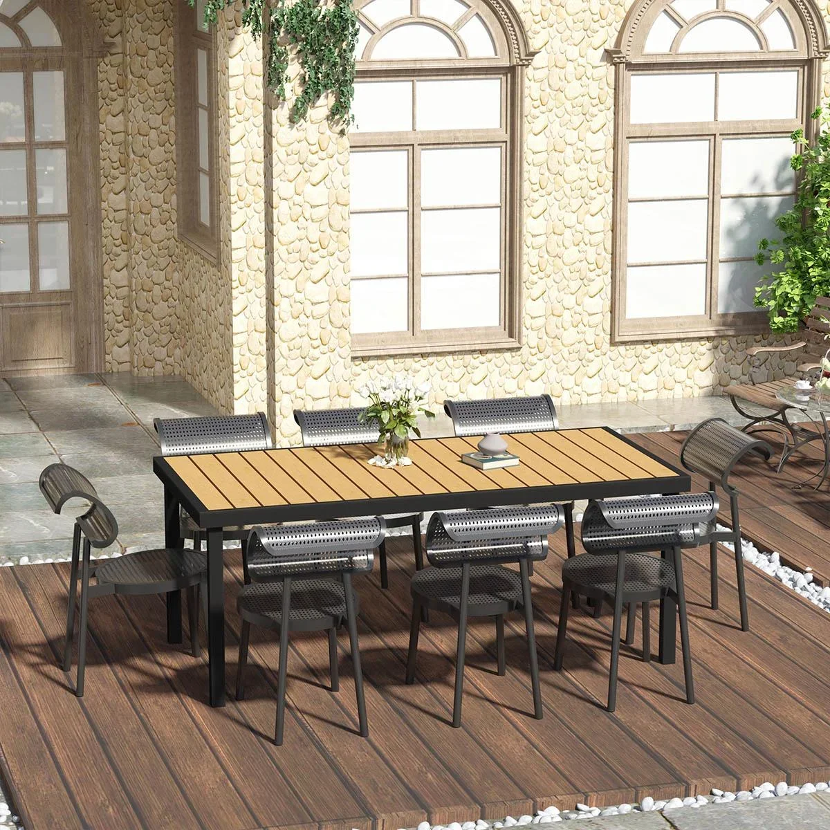 Gartentisch für 8 Personen Aluminium 190cm x 90 cm x 74 cm - 1