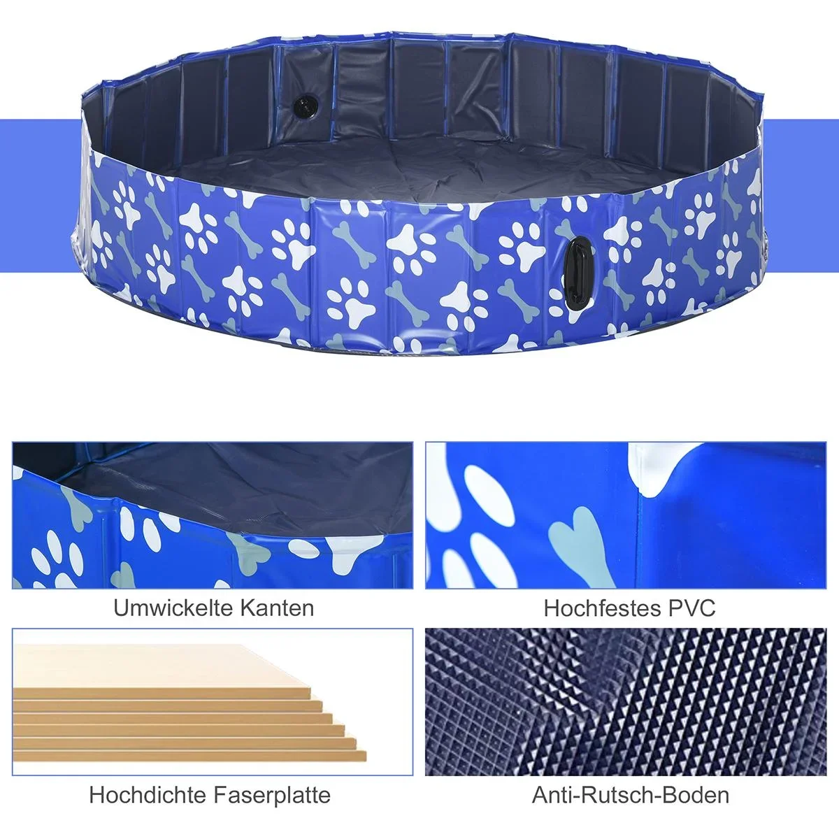 Hundepool mit Wasserablassventil blau - 4