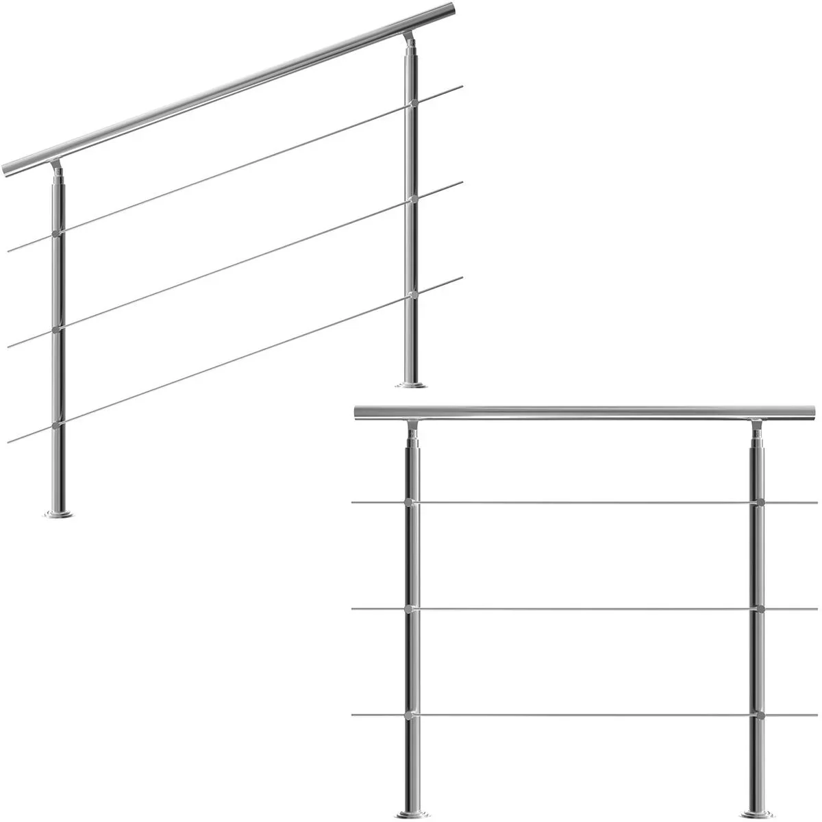 Geländer - Edelstahl - 150 cm - 3 Pfosten - 0