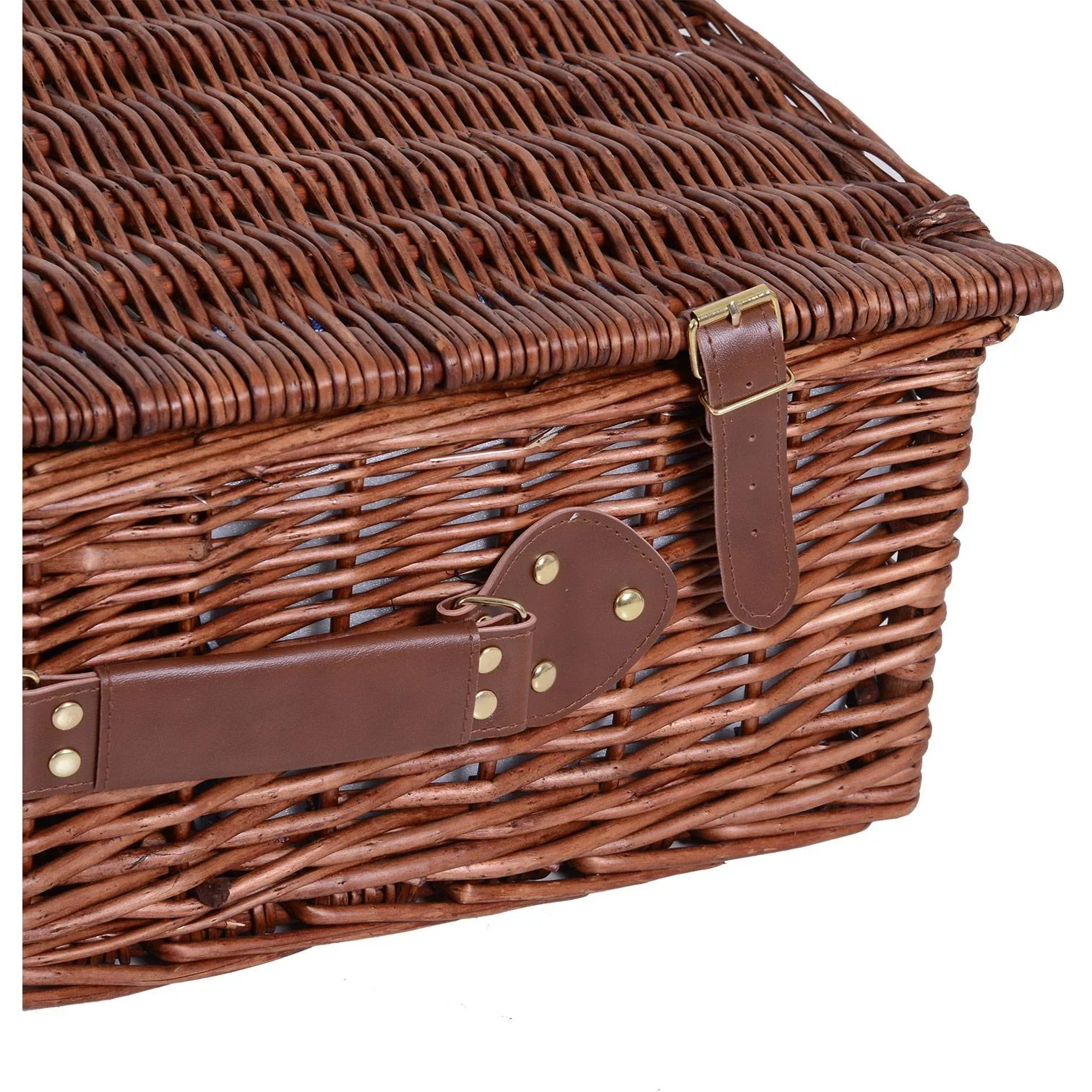 Picknickkorb für 4 Personen Picknickkoffer Picknickset mit Kühltasche Utensilien Glas Braun 54 x 34 x 20 cm - 1