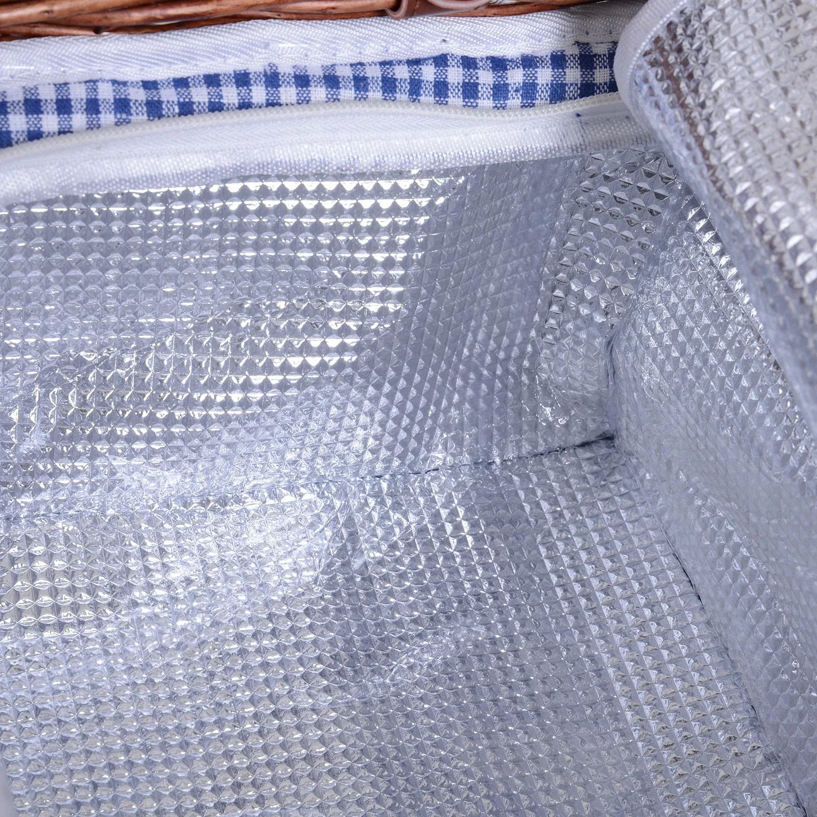 Picknickkorb für 4 Personen Picknickkoffer Picknickset mit Kühltasche Utensilien Glas Braun 54 x 34 x 20 cm - 2