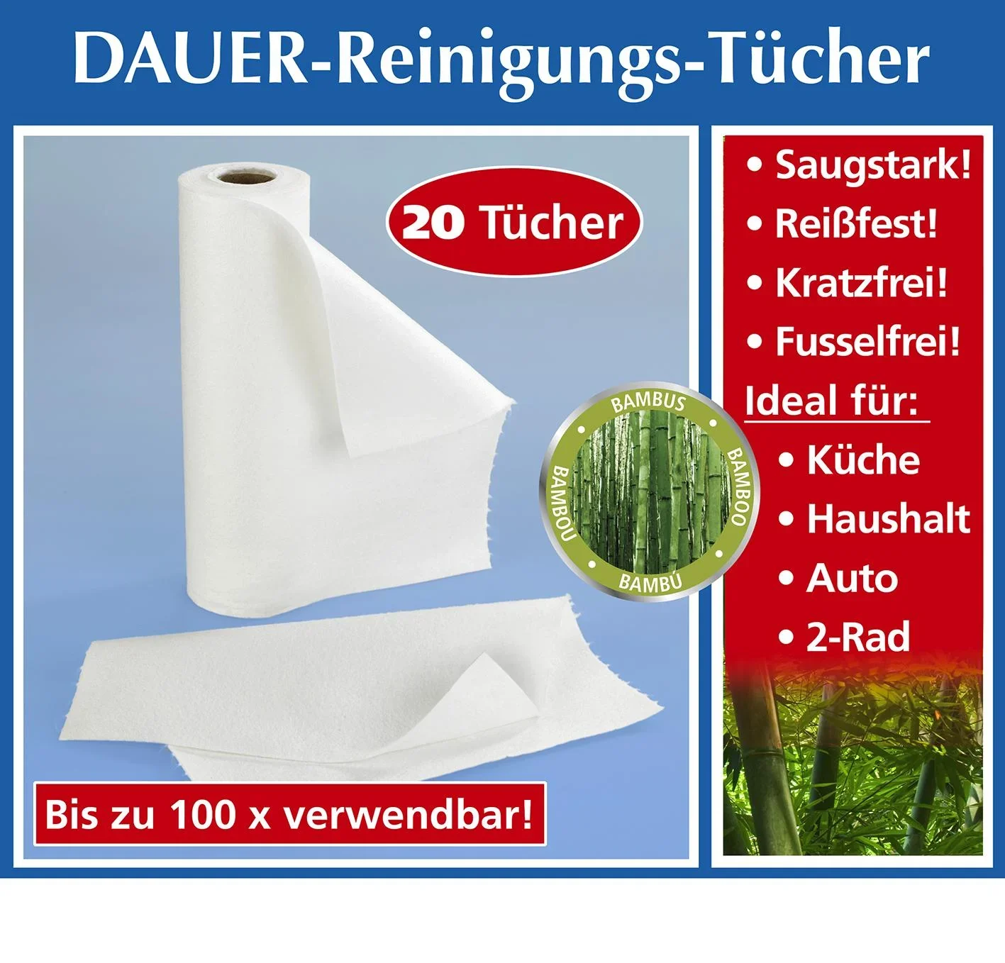 Bambus-Reinigungstücher 20 Stück - 0