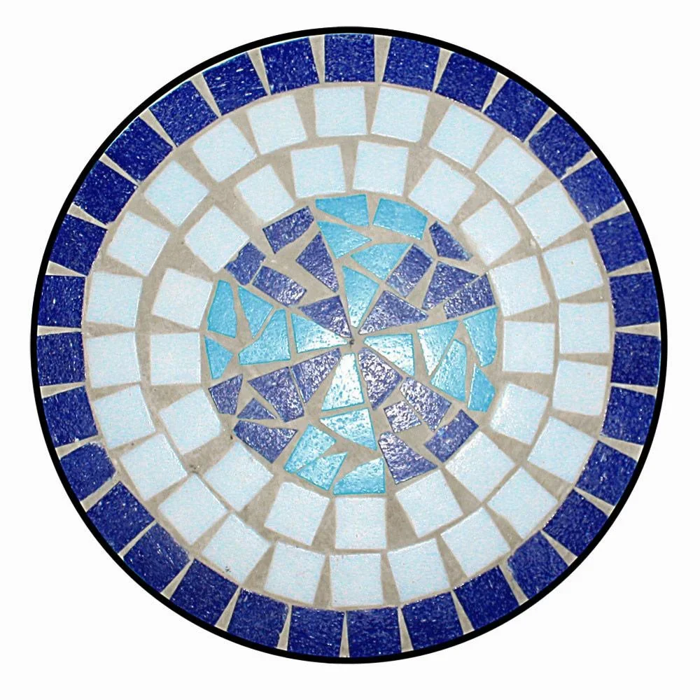 Mosaik Tisch - Ø60cm - blau und weiß - 1