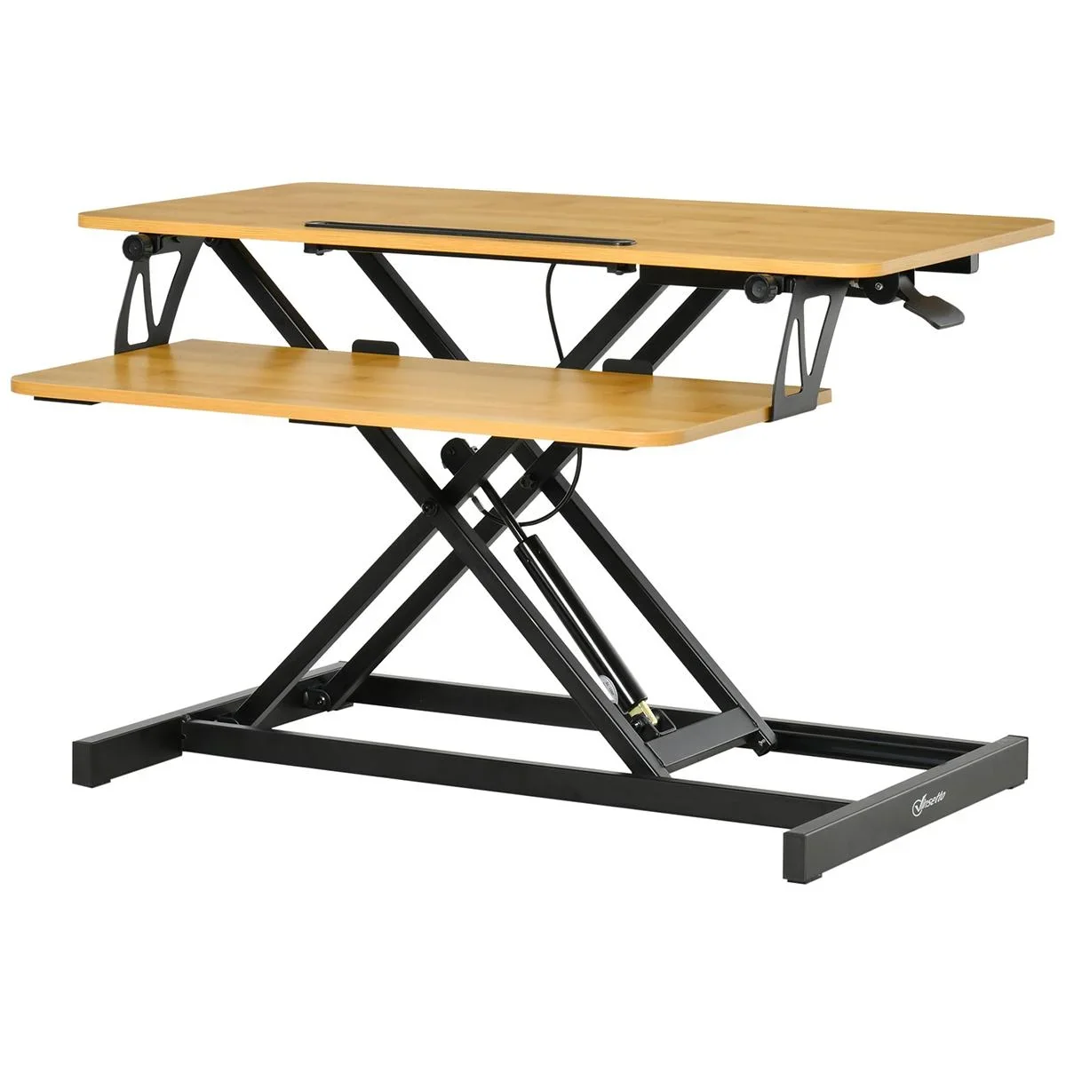 Sitz-Steh-Schreibtisch Steharbeitsplatz Stehpult Monitorständer Höhenverstellbar Stahl MDF Natur 80 x 40 x 13,5-51 cm - 1