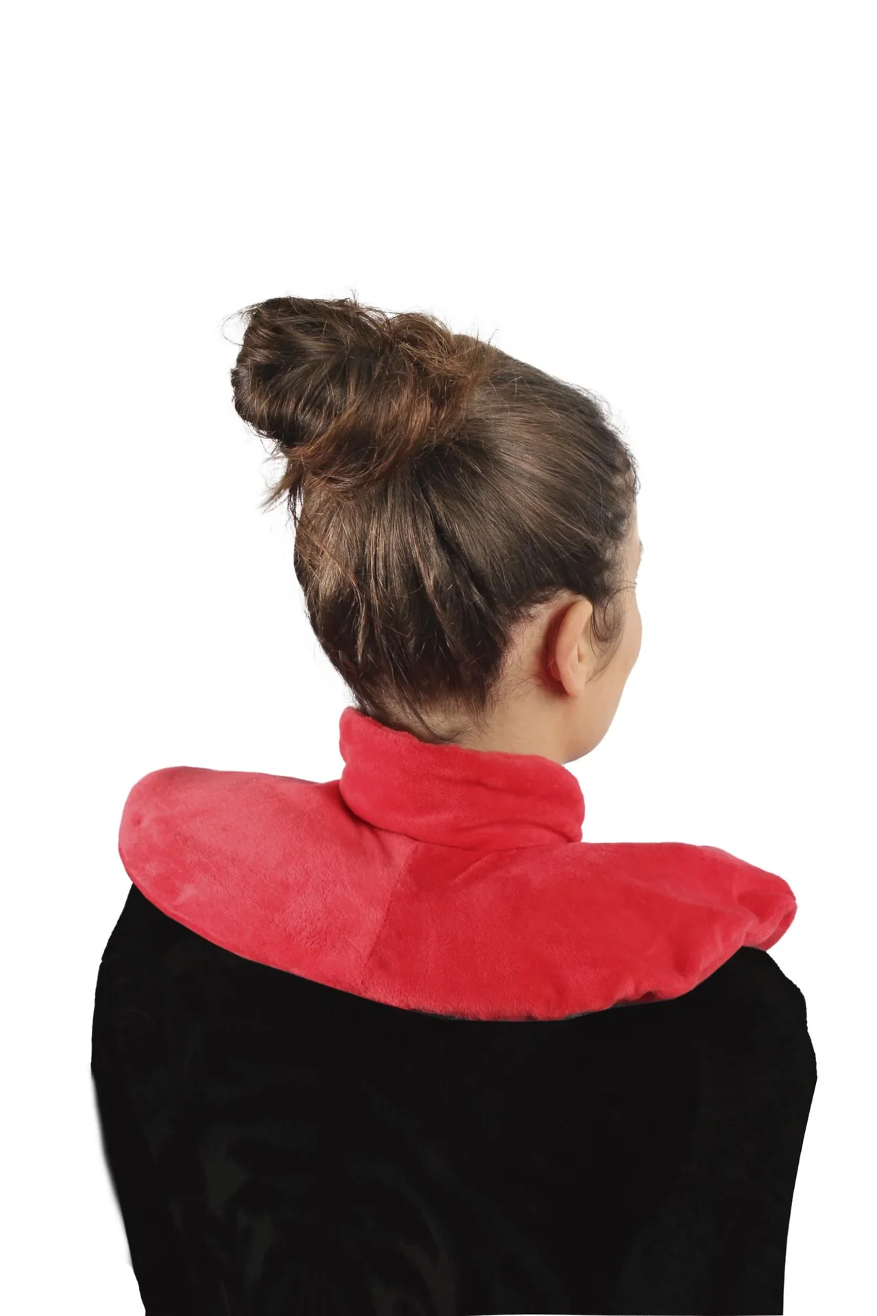 Nacken-Wärmeflasche mit breitem Trichter, Klettverschluss und Nackenfleece, Rot, 1,7 Liter - 1