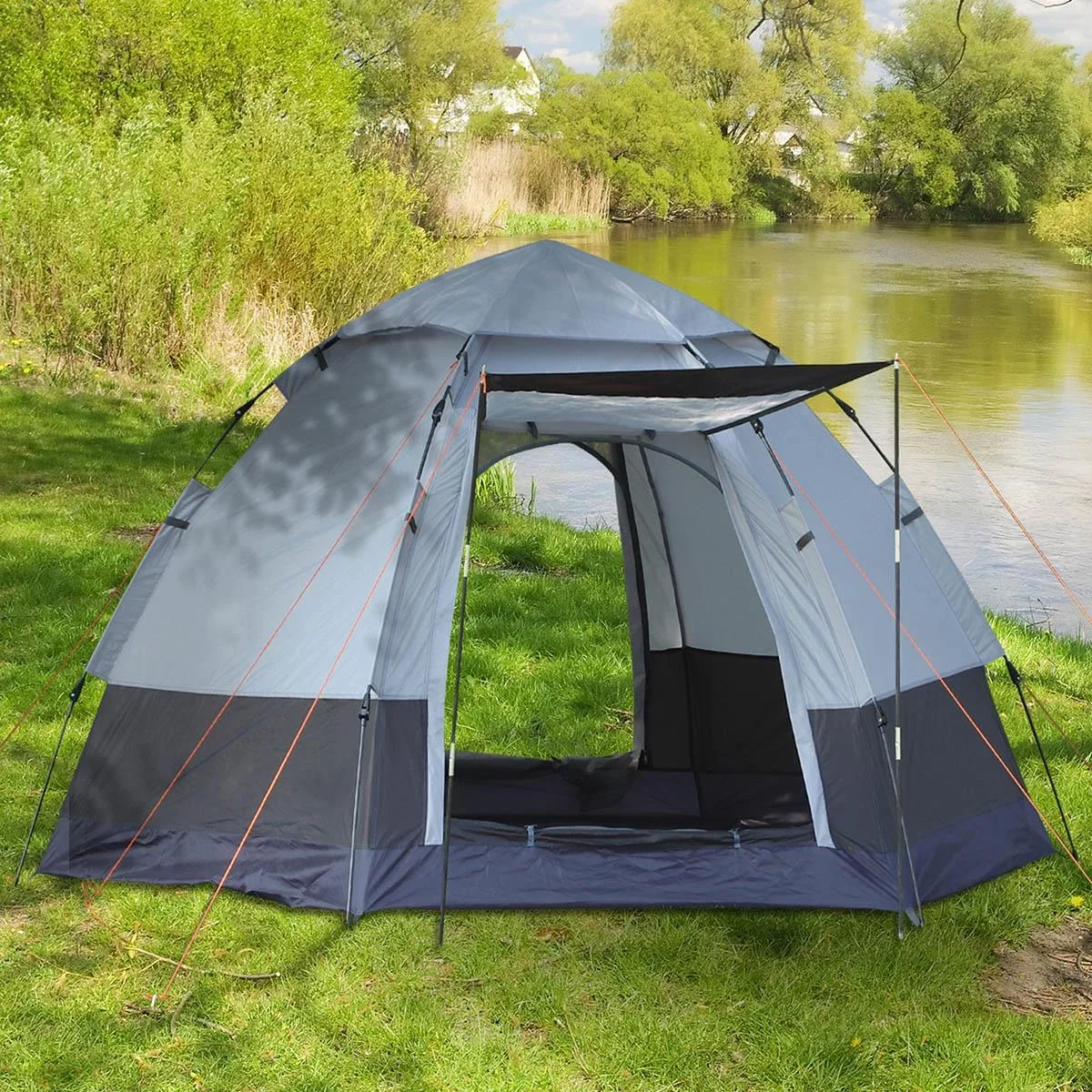 Campingzelt 3-4 Personen - Grau/Schwarz - 260 x 260 x 150 cm - 0