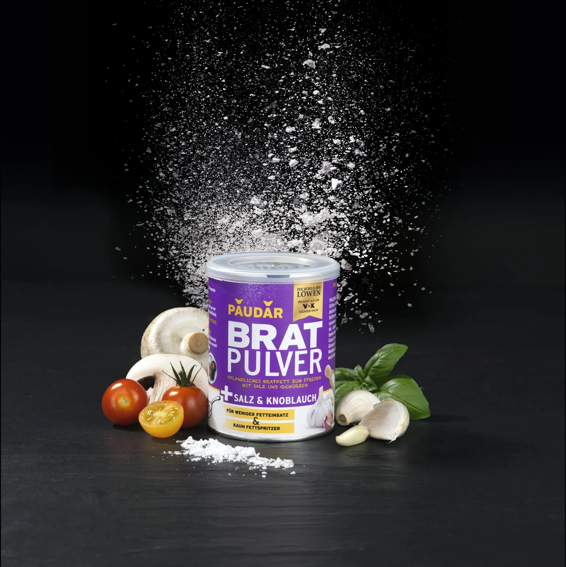 Pflanzliches Bratfett-Pulver, „PAUDAR“, mit Knoblauch und Salz, 175 g - 3