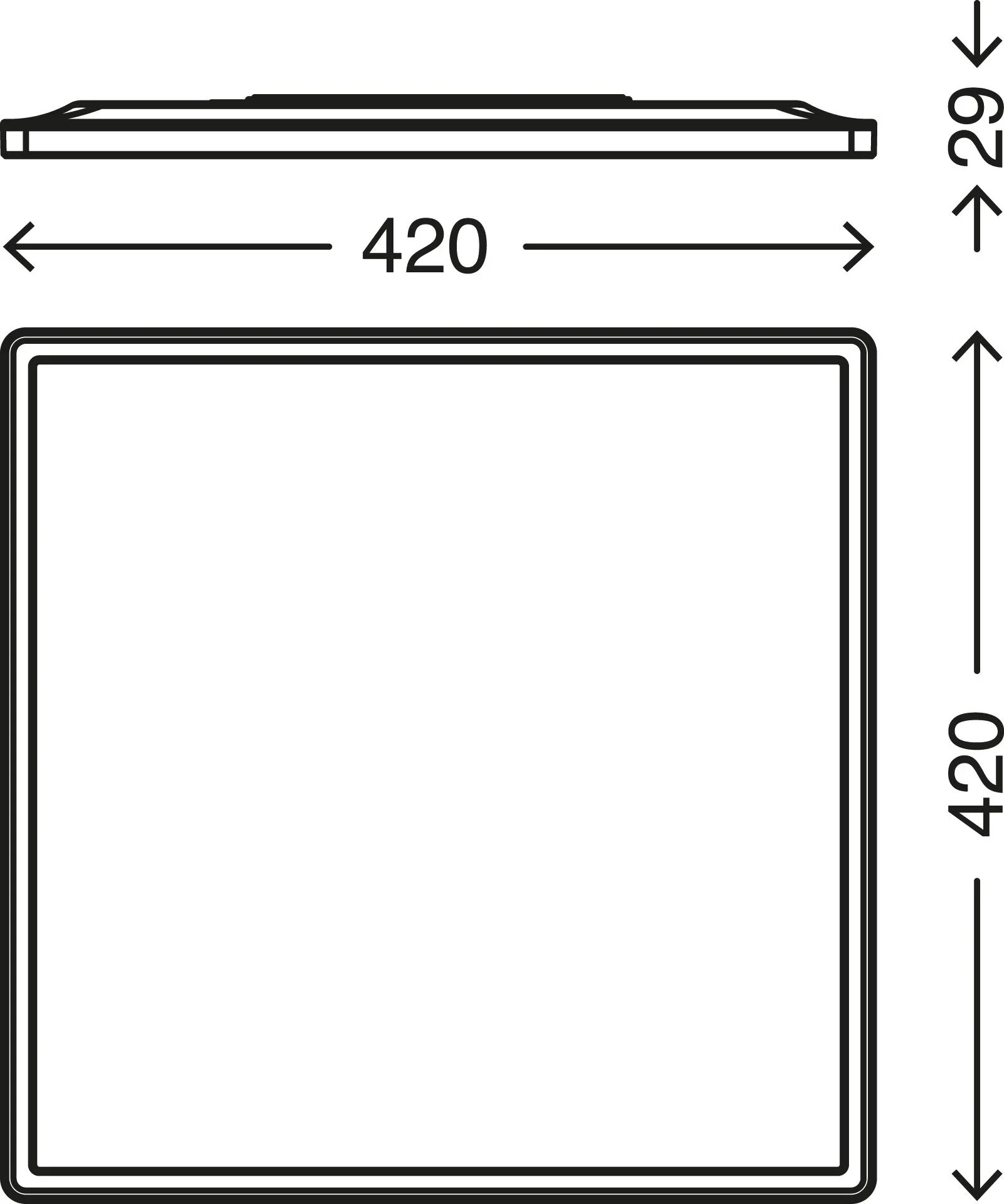 Ultraflaches LED Panel, viereckig, 42 cm, 3000 Lumen, 22 Watt, weiß - 1