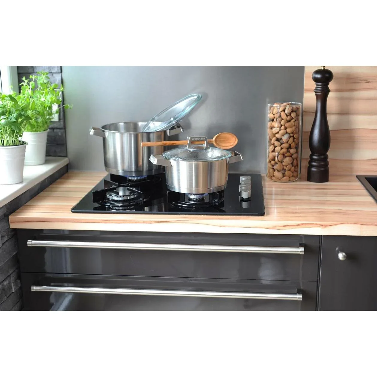 Mehrzer Premium - Hoher Kochtopf mit Deckel - 20 cm - Edelstahl - 2