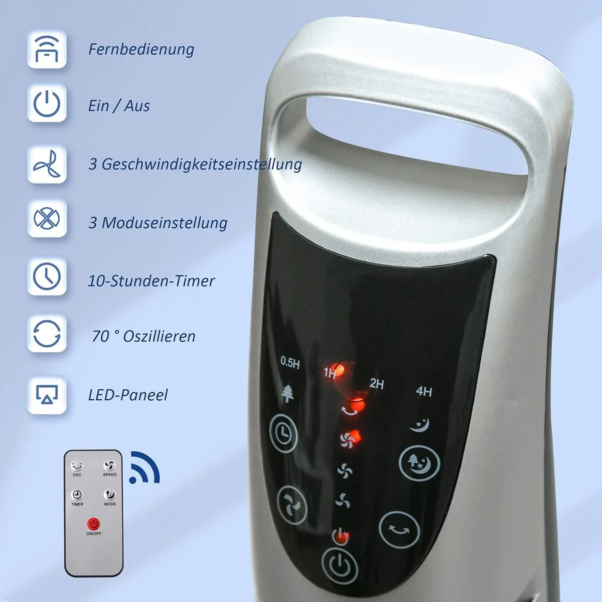 Turmventilator mit 3 Belüftungsstufen weiß - 3