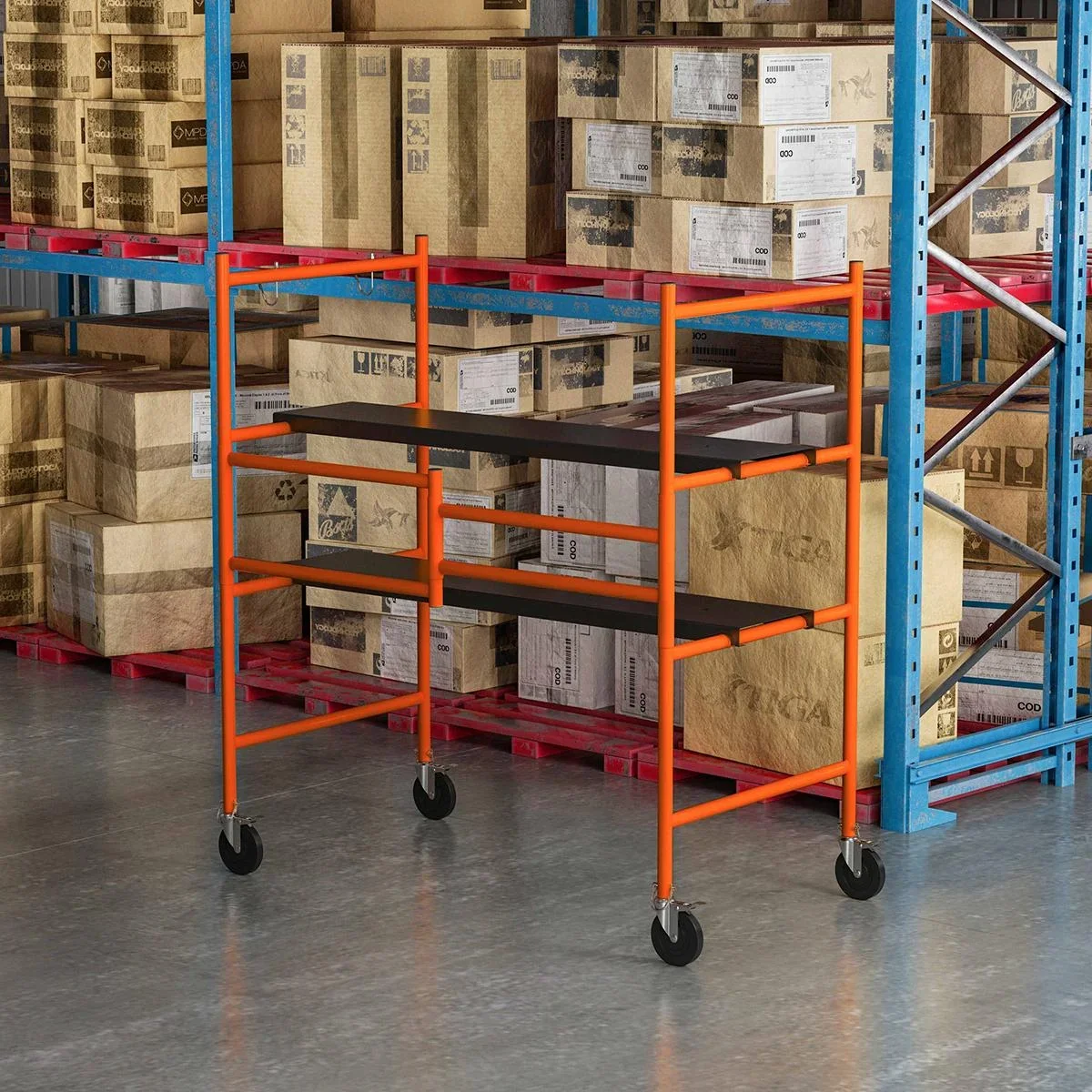 Arbeitsgerüst mobiles Gerüst Treppenleiter Leiter mit Feststellrädern Verstellbare Arbeitsplattform tragbar zusammenklap - 1