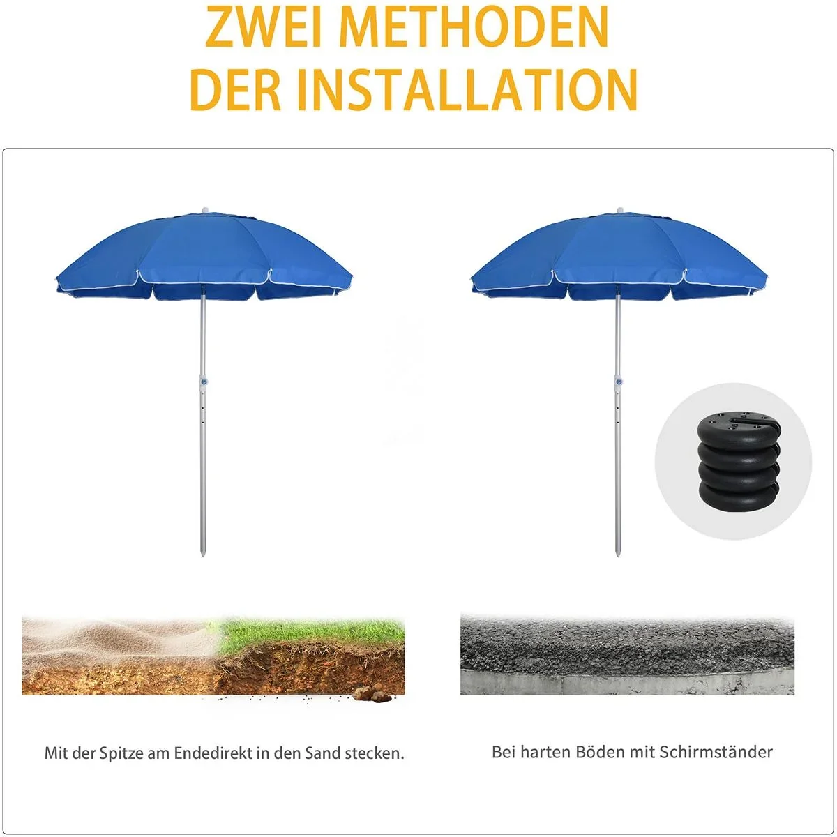 Sonnenschirm mit Kippfunktion blau - 6