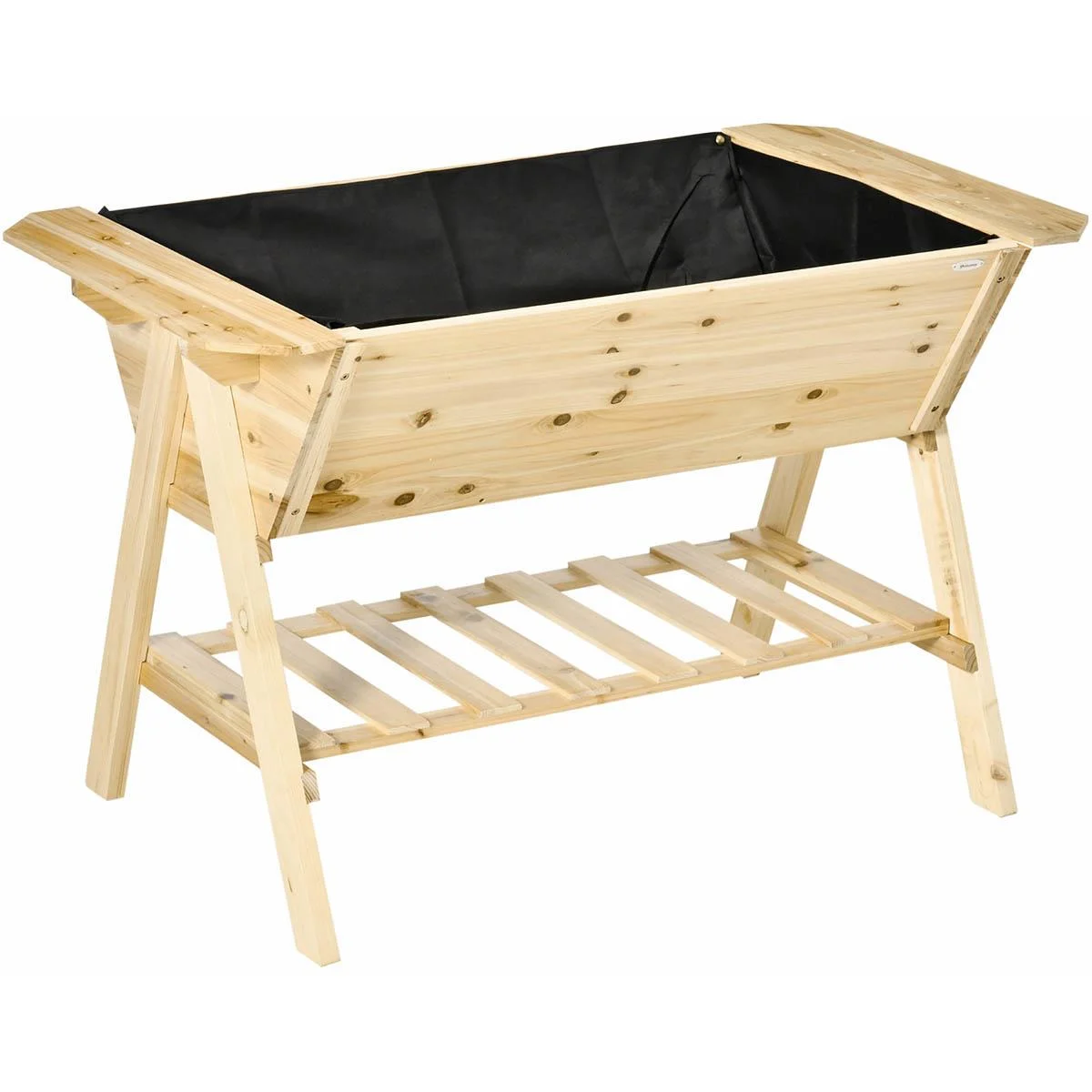 Hochbeet Pflanzkasten Blumenkasten Blumentopf mit Abflusslöchern Vliesstoff Tannenholz Natur 129 x 78,5 x 82,5 cm - 1