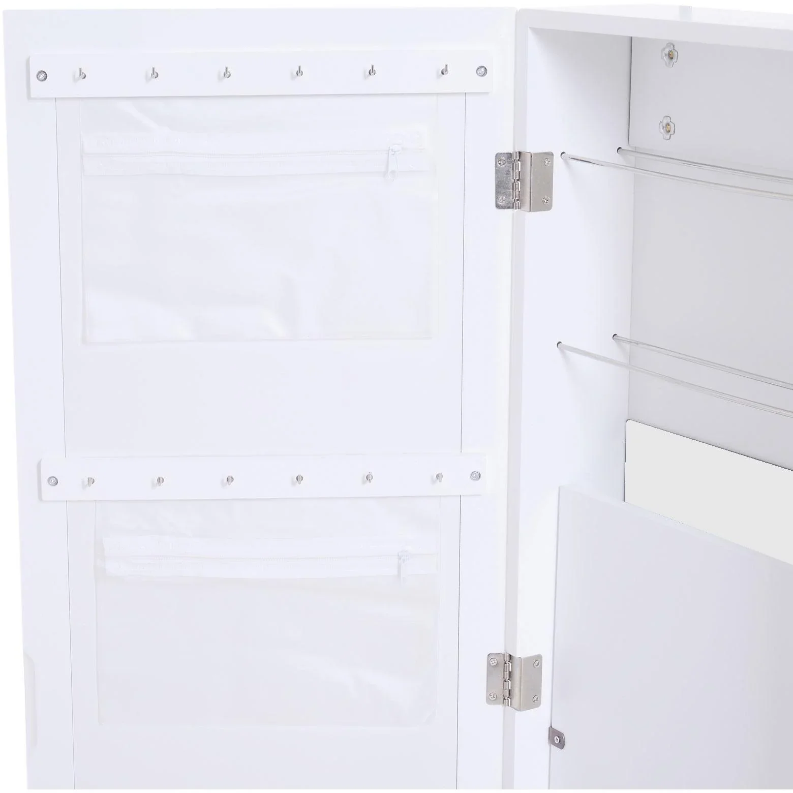 Spiegelschrank Schmuckschrank mit Innenspiegel ausklappbare Wandspiegel höhenverstellbar Weiß - 0