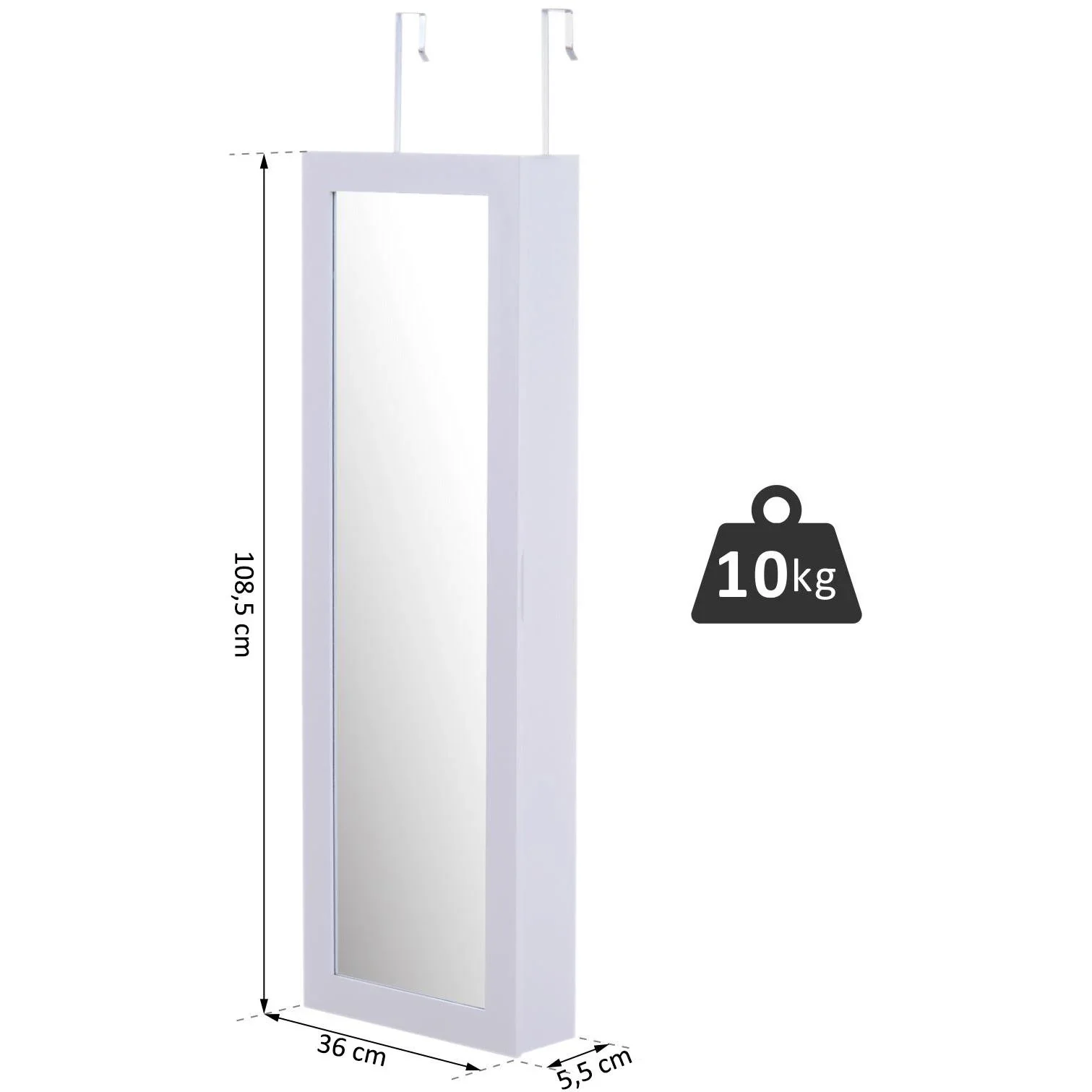 Spiegelschrank Schmuckschrank mit Innenspiegel ausklappbare Wandspiegel höhenverstellbar Weiß - 1